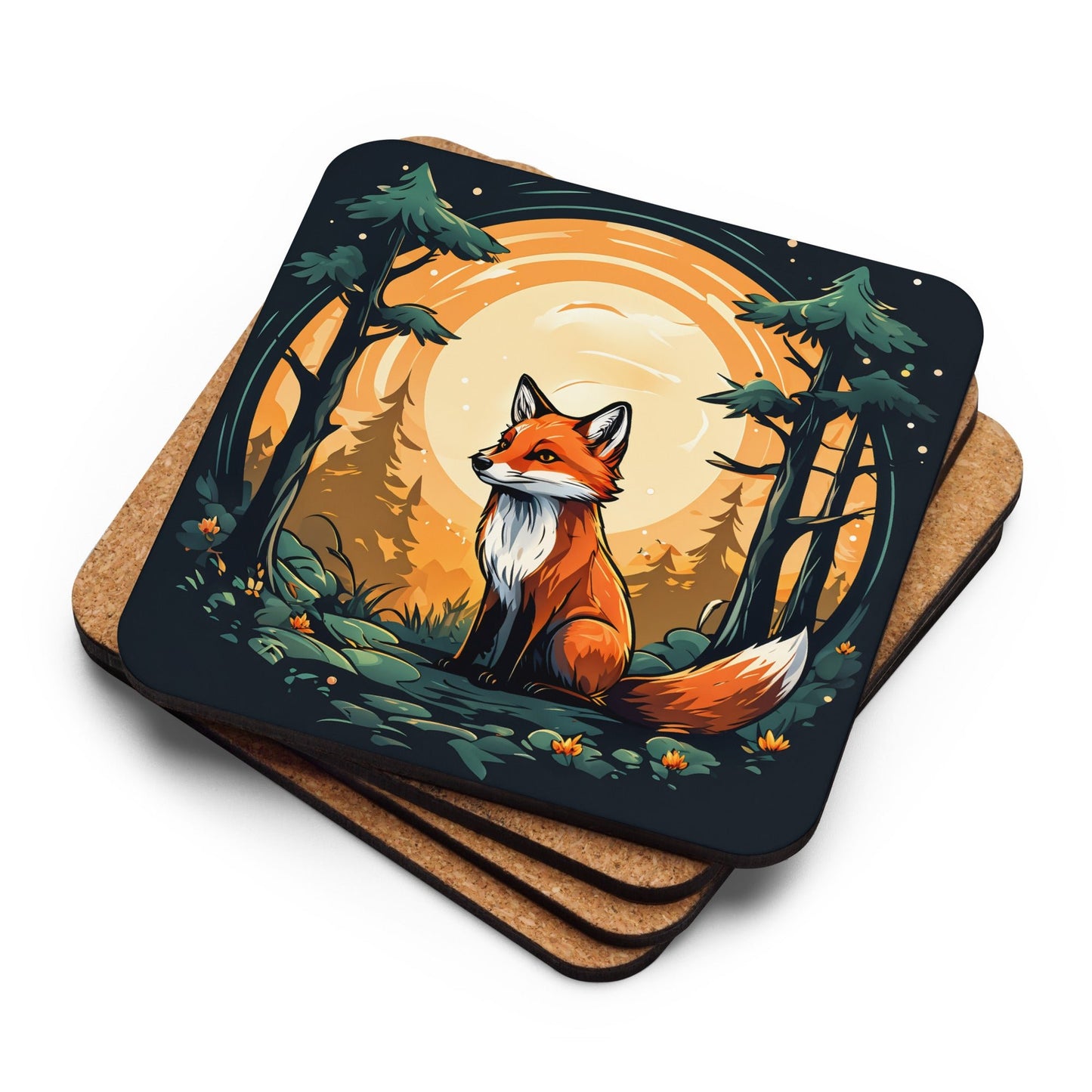 Fox In The Forest Cork - back Coaster - Coasters - Discovery Co.