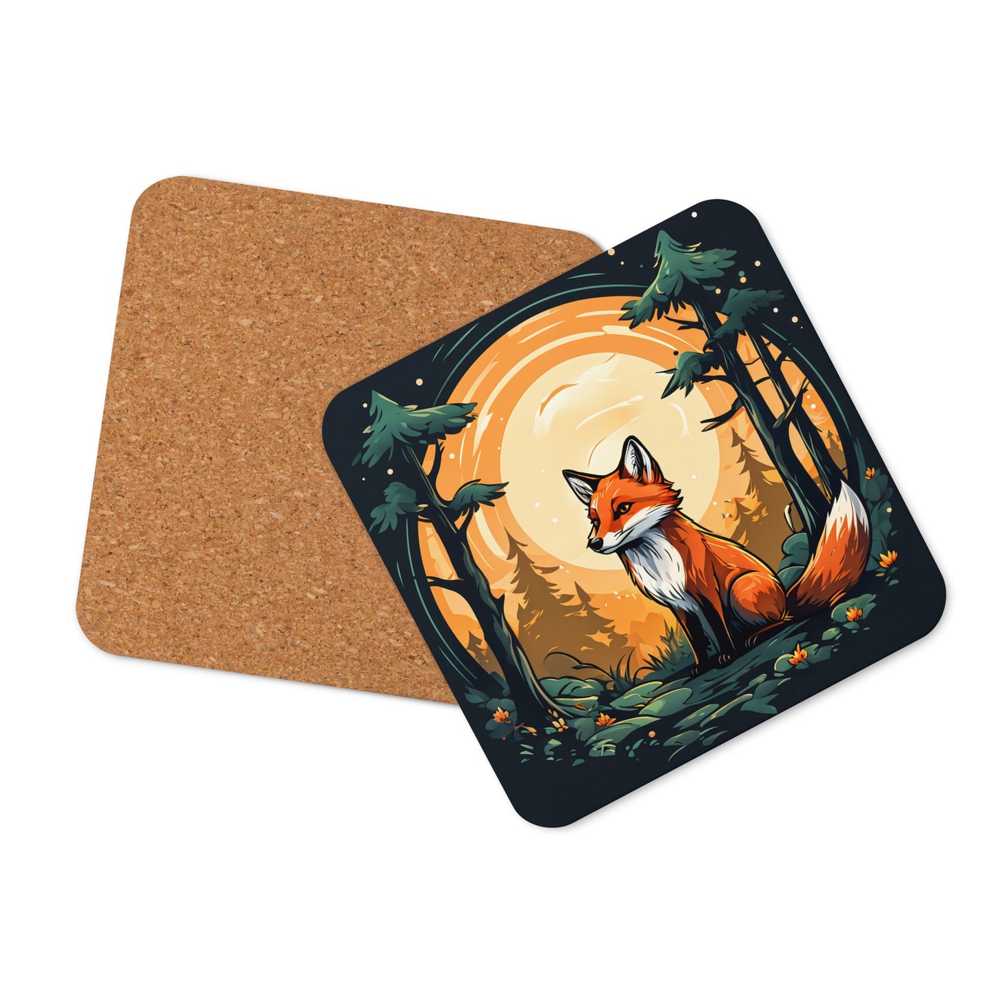 Fox In The Forest Cork - back Coaster - Coasters - Discovery Co.