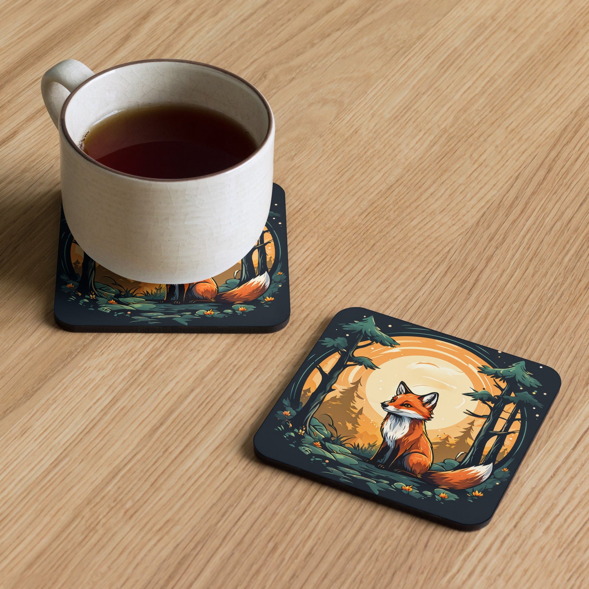 Fox In The Forest Cork-back Coaster - Coasters - Discovery Co.