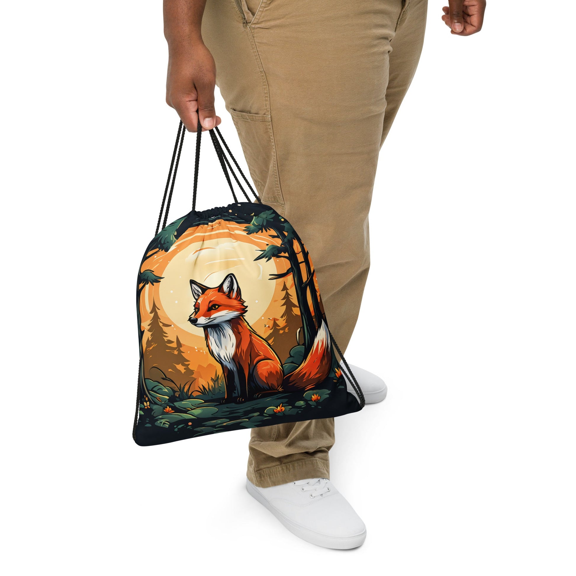 Fox In The Forest Drawstring Bag - Drawstring Bag - Discovery Co.