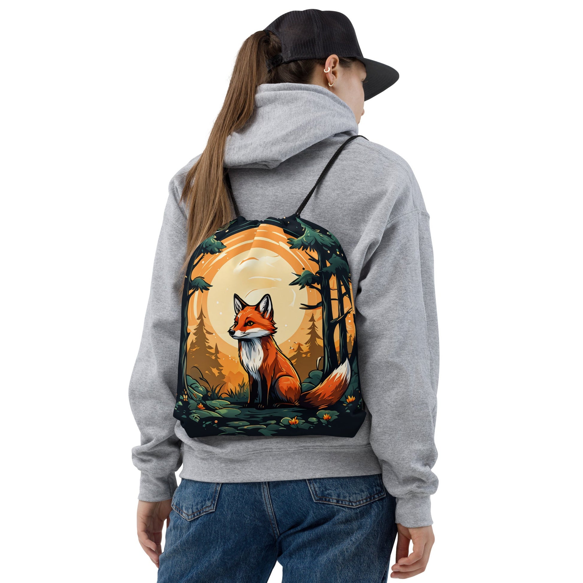 Fox In The Forest Drawstring Bag - Drawstring Bag - Discovery Co.