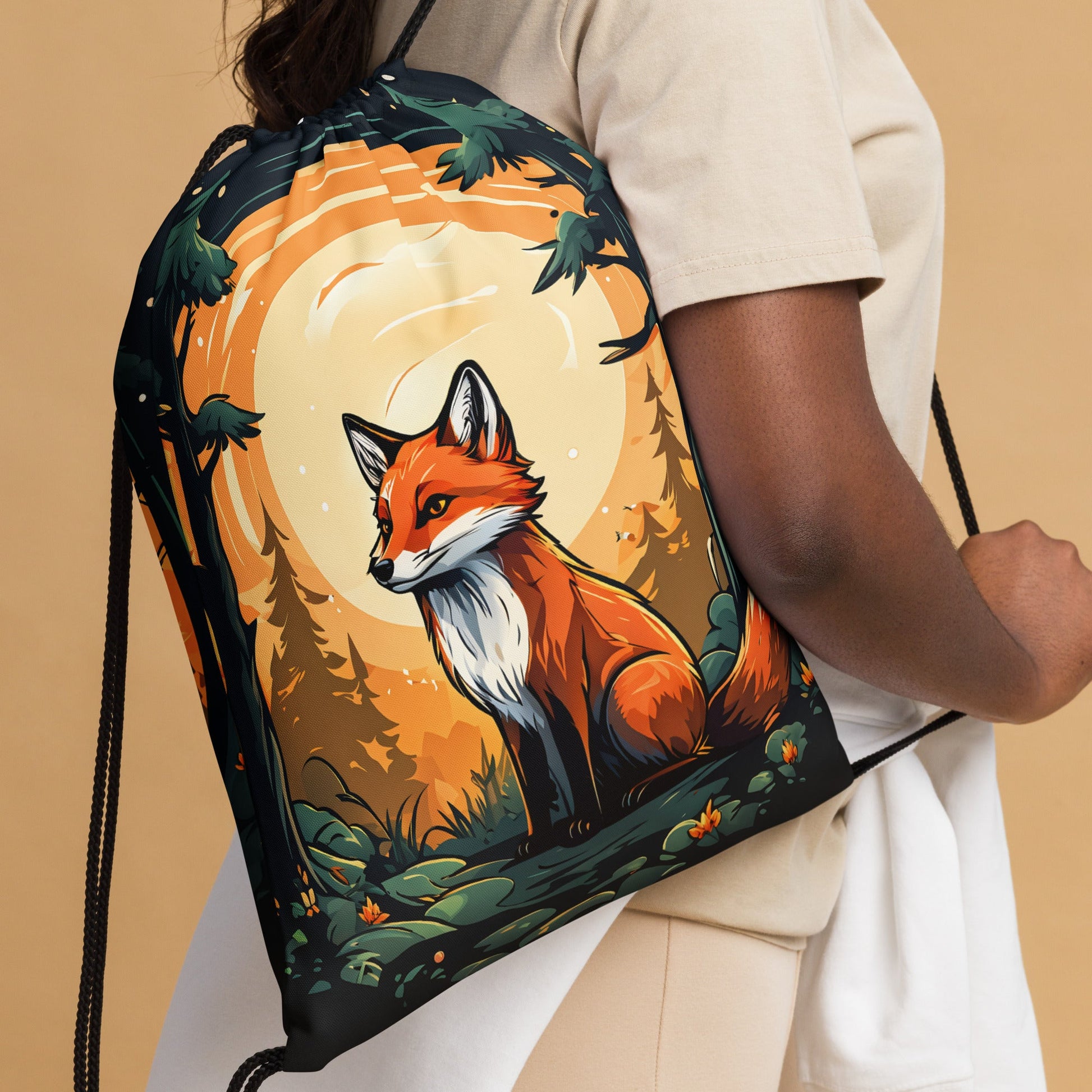 Fox In The Forest Drawstring Bag - Drawstring Bag - Discovery Co.