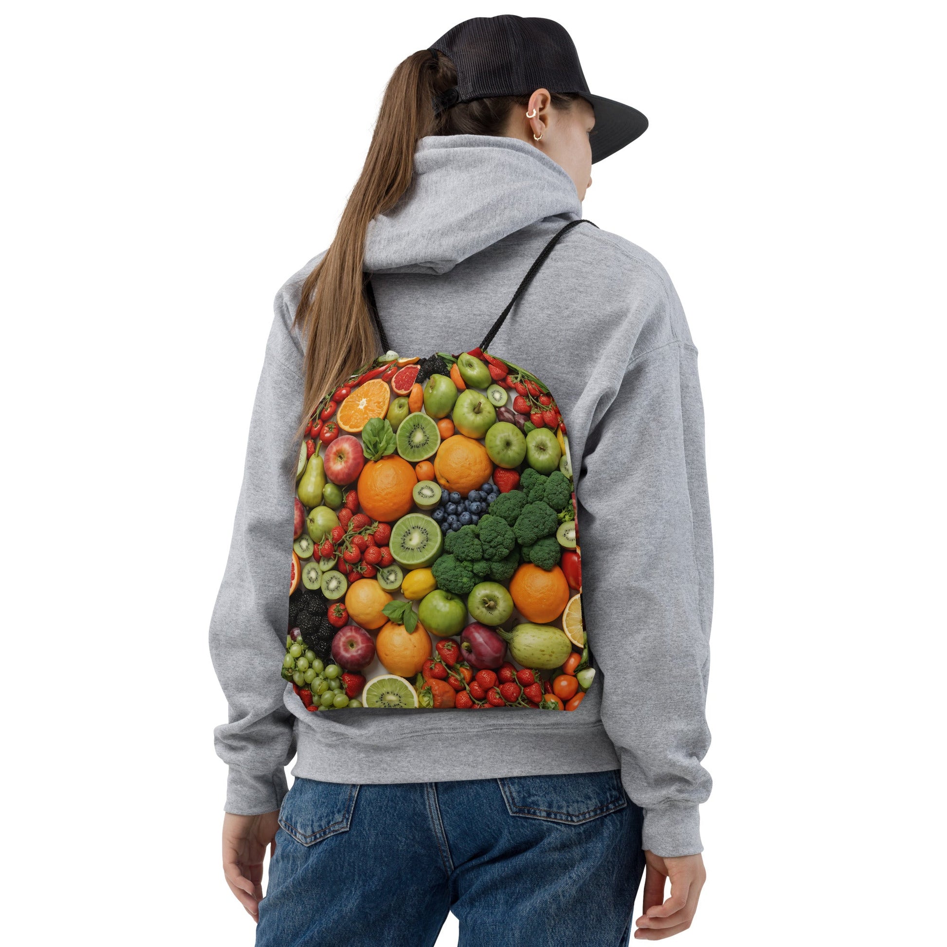 Fruits And Vegetables Drawstring Bag - Drawstring Bag - Discovery Co.