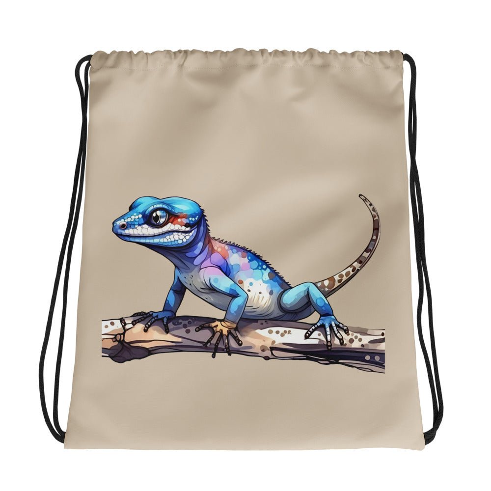 Gecko Watercolor Art Drawstring Bag - Drawstring Bag - Discovery Co.