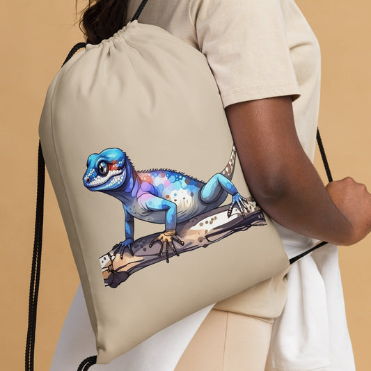 Gecko Watercolor Art Drawstring Bag - Drawstring Bag - Discovery Co.
