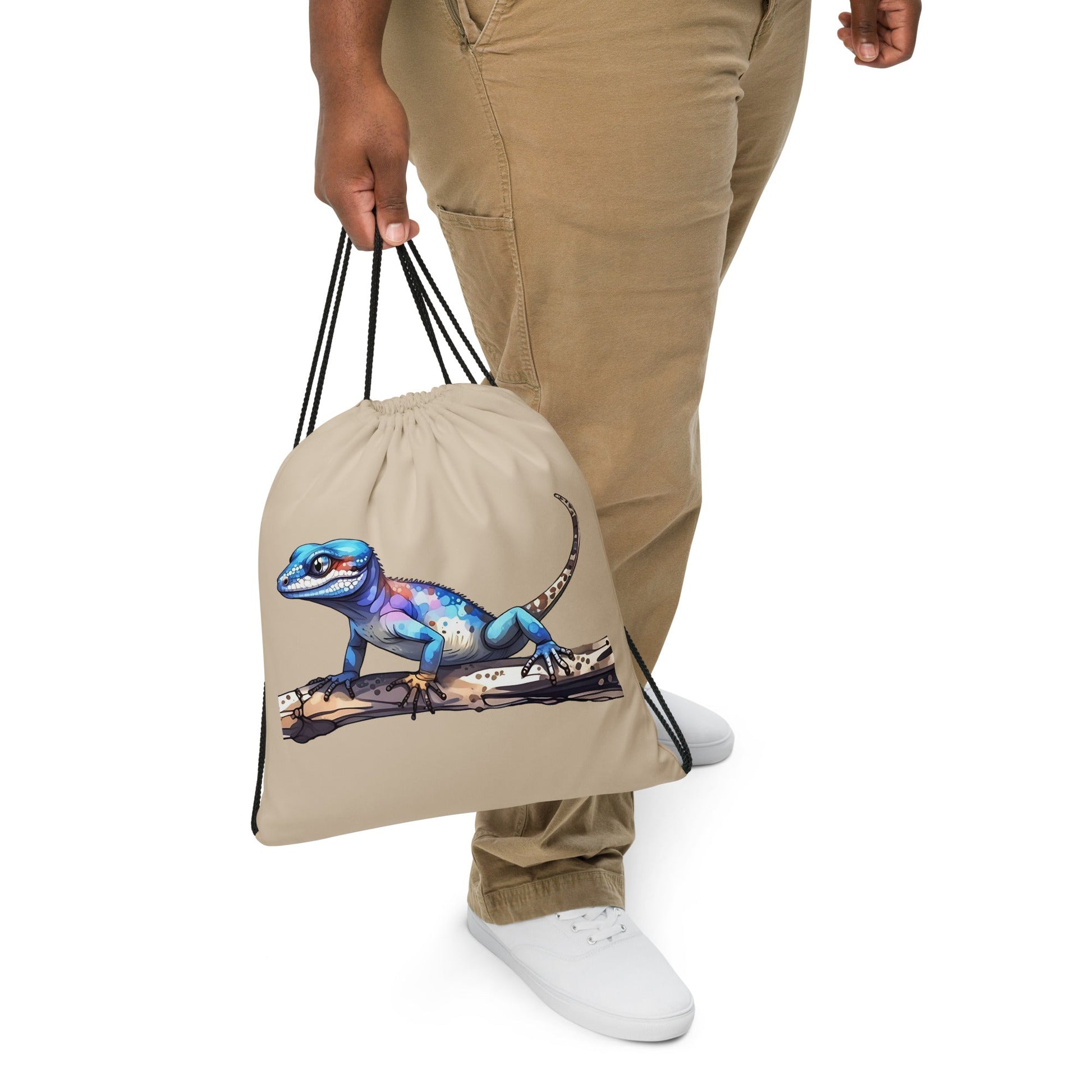 Gecko Watercolor Art Drawstring Bag - Drawstring Bag - Discovery Co.
