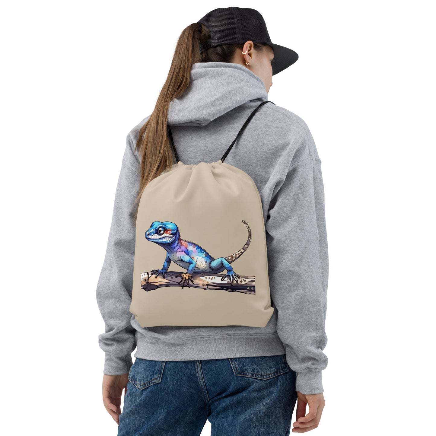 Gecko Watercolor Art Drawstring Bag - Drawstring Bag - Discovery Co.