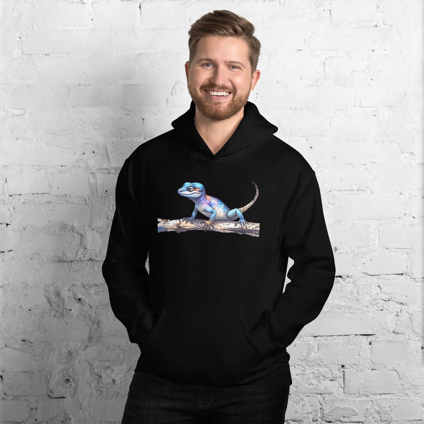 Gecko Watercolor Art Men's (Unisex) Hoodie - Hoodies - Discovery Co.