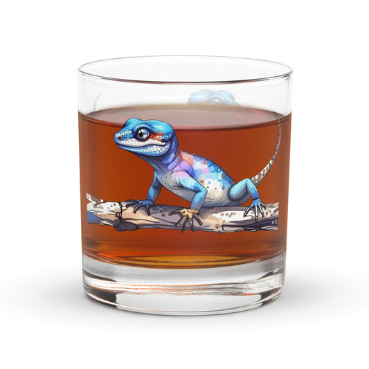 Gecko Watercolor Art Rocks Glass - Rocks Glass - Discovery Co.