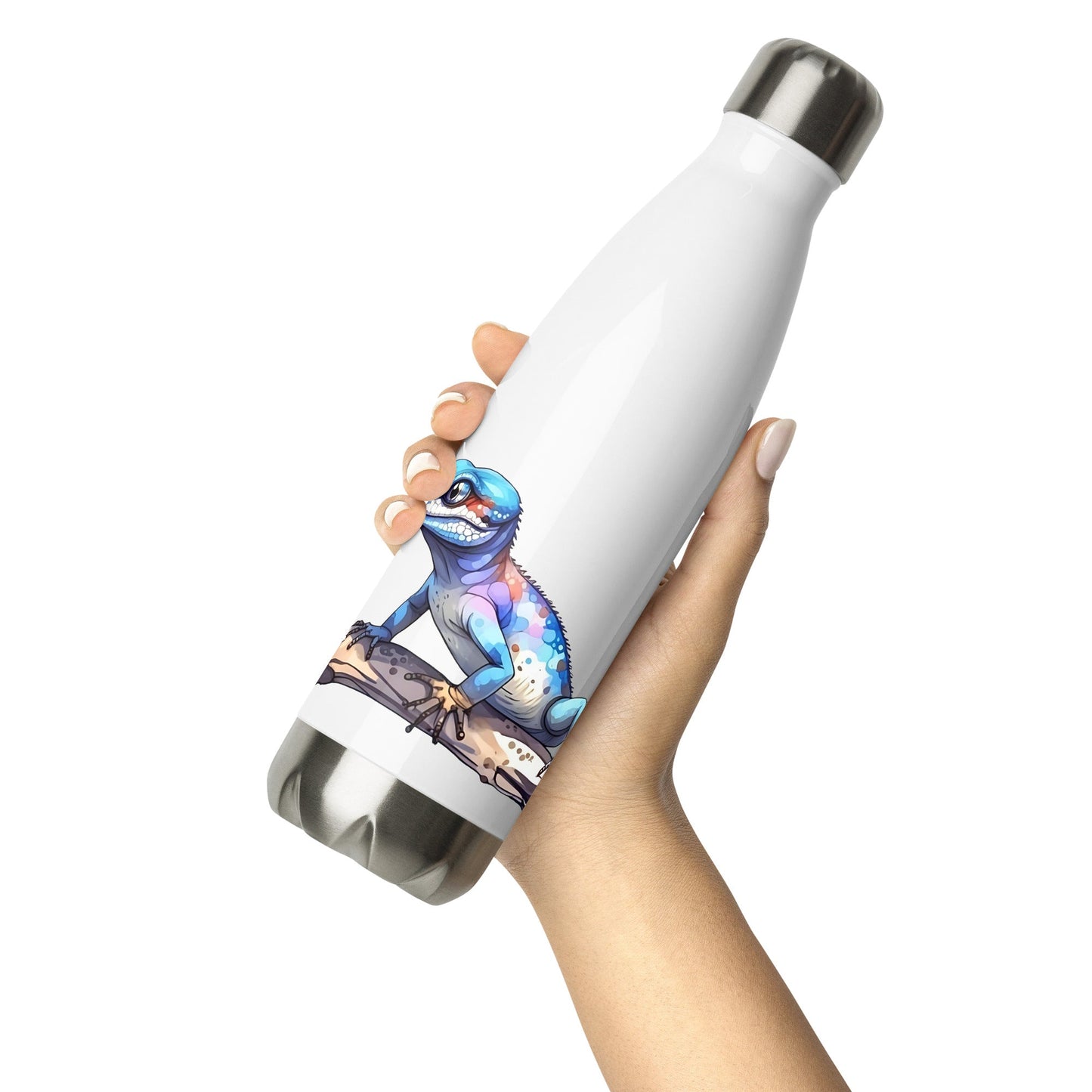 Gecko Watercolor Art Stainless Steel Water Bottle - Stainless Steel Water Bottle - Discovery Co.