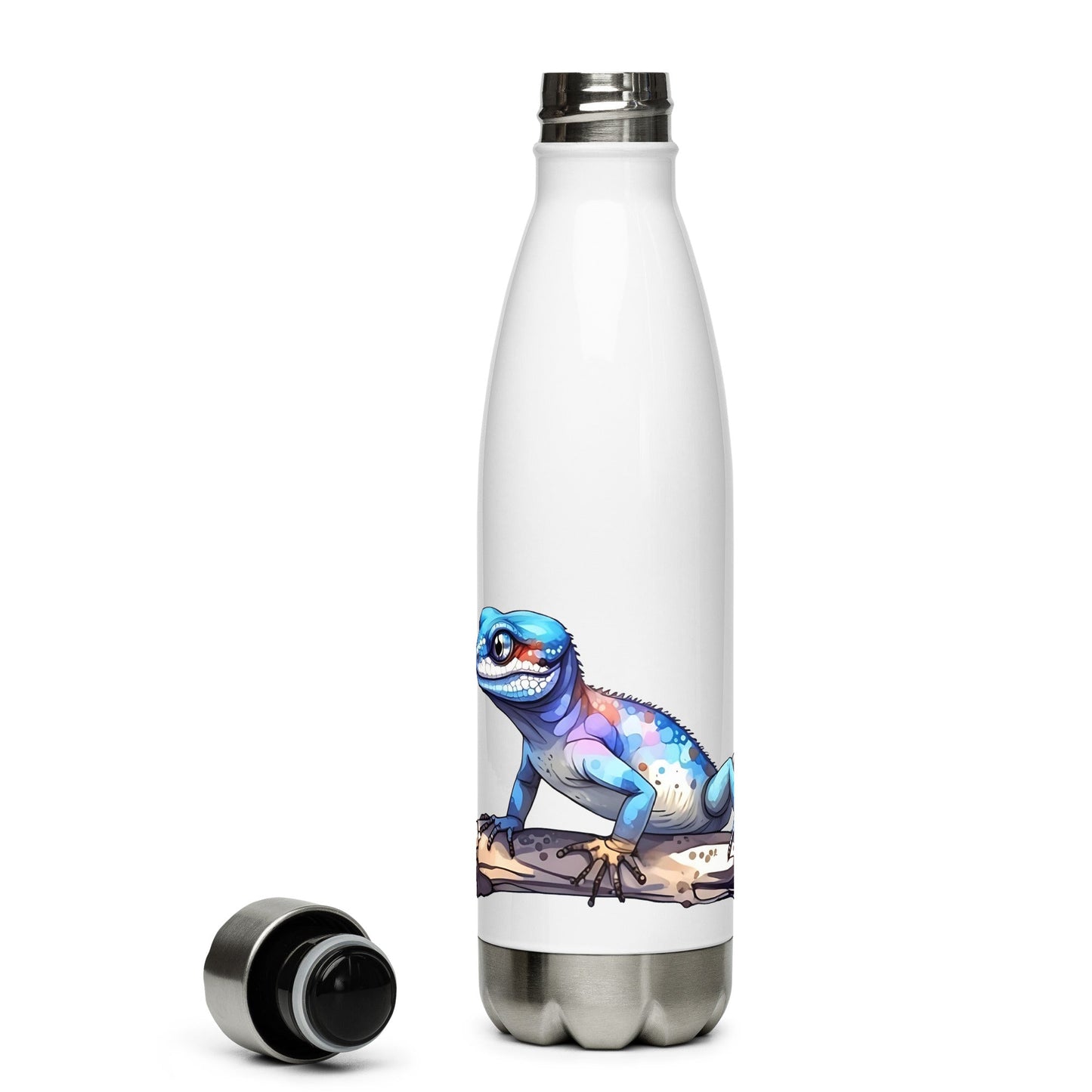 Gecko Watercolor Art Stainless Steel Water Bottle - Stainless Steel Water Bottle - Discovery Co.