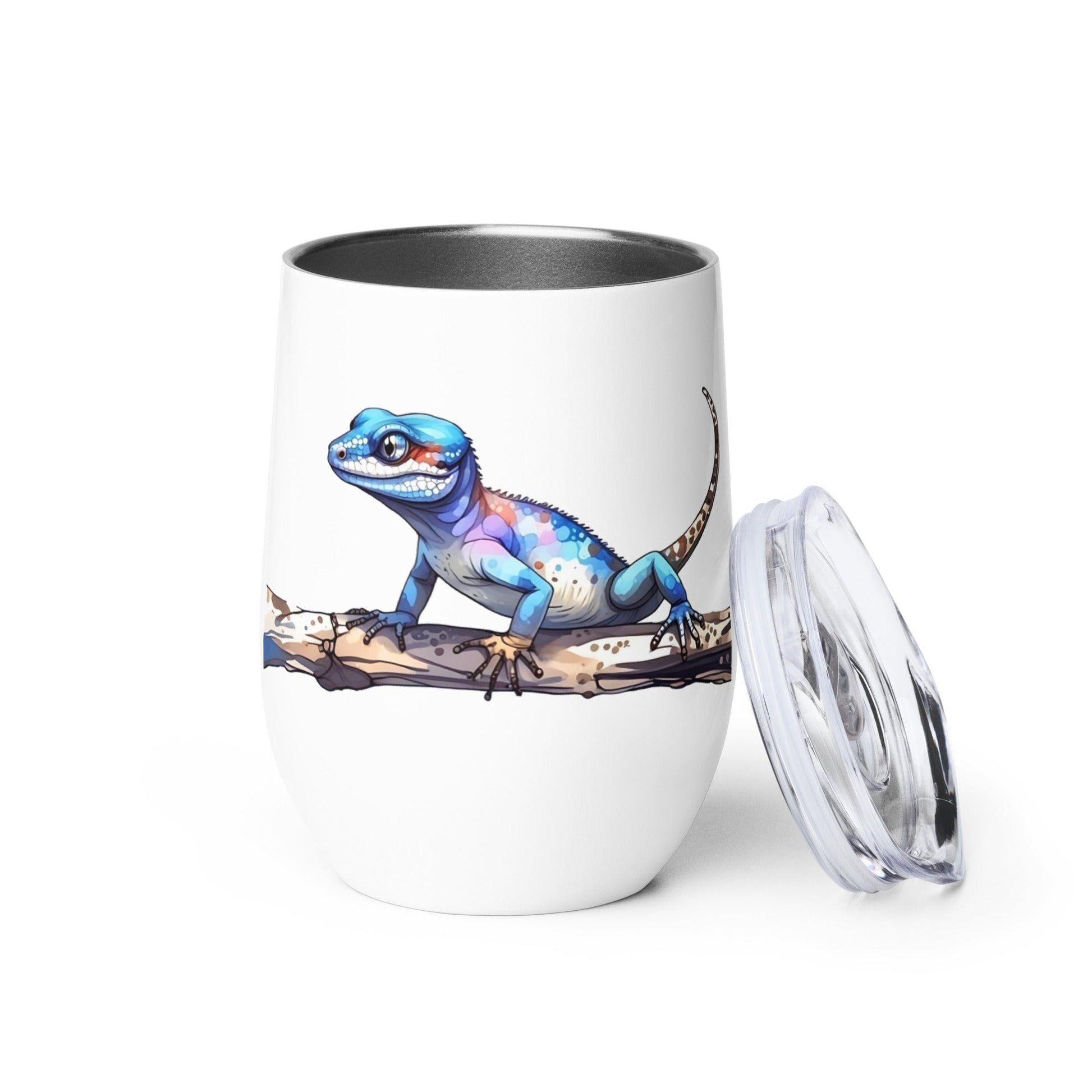 Gecko Watercolor Art Stainless Steel Wine Tumbler - Steel Tumbler - Discovery Co.