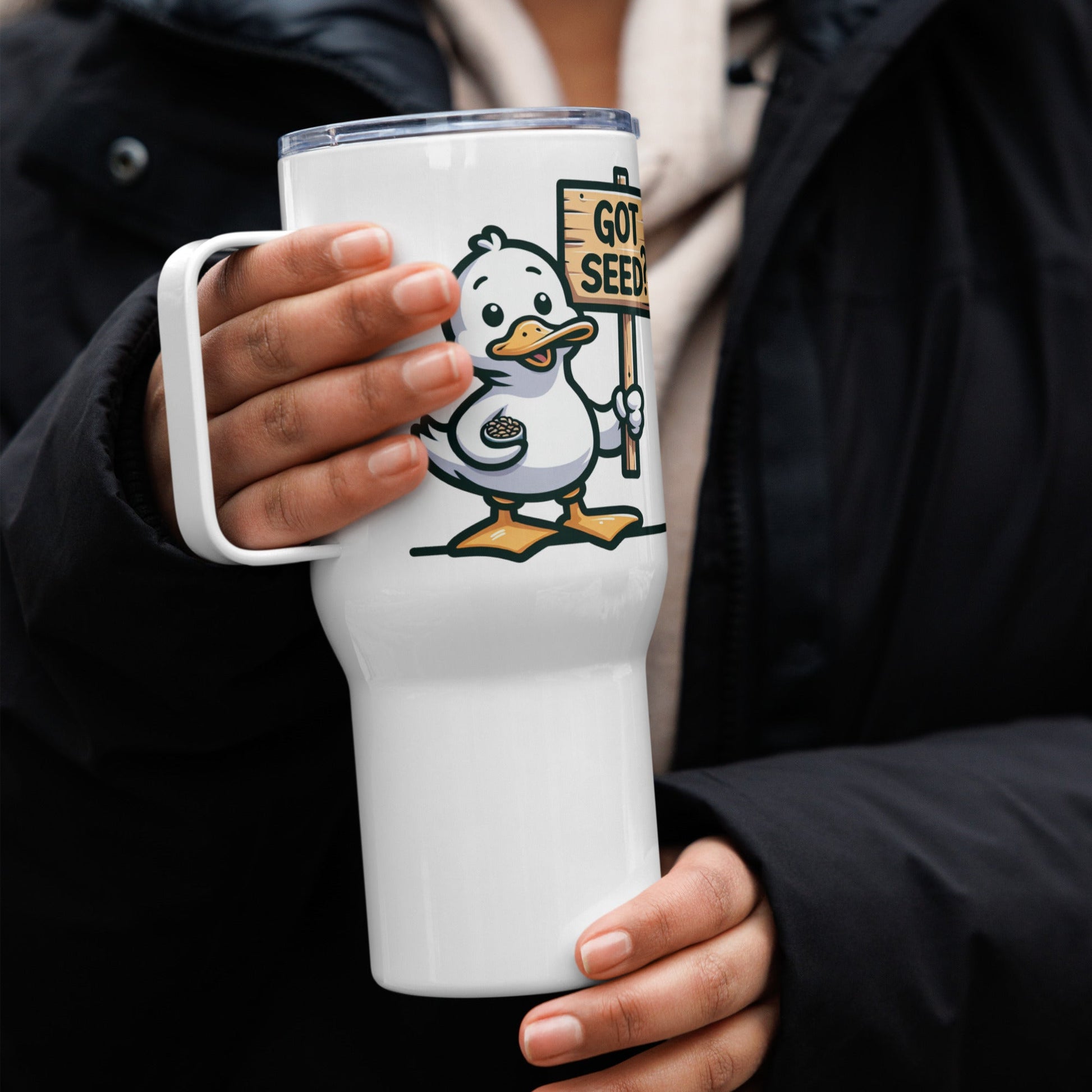 Got Seed? Travel Mug With Handle (25 oz and 40 oz) - Travel Mug - Discovery Co.