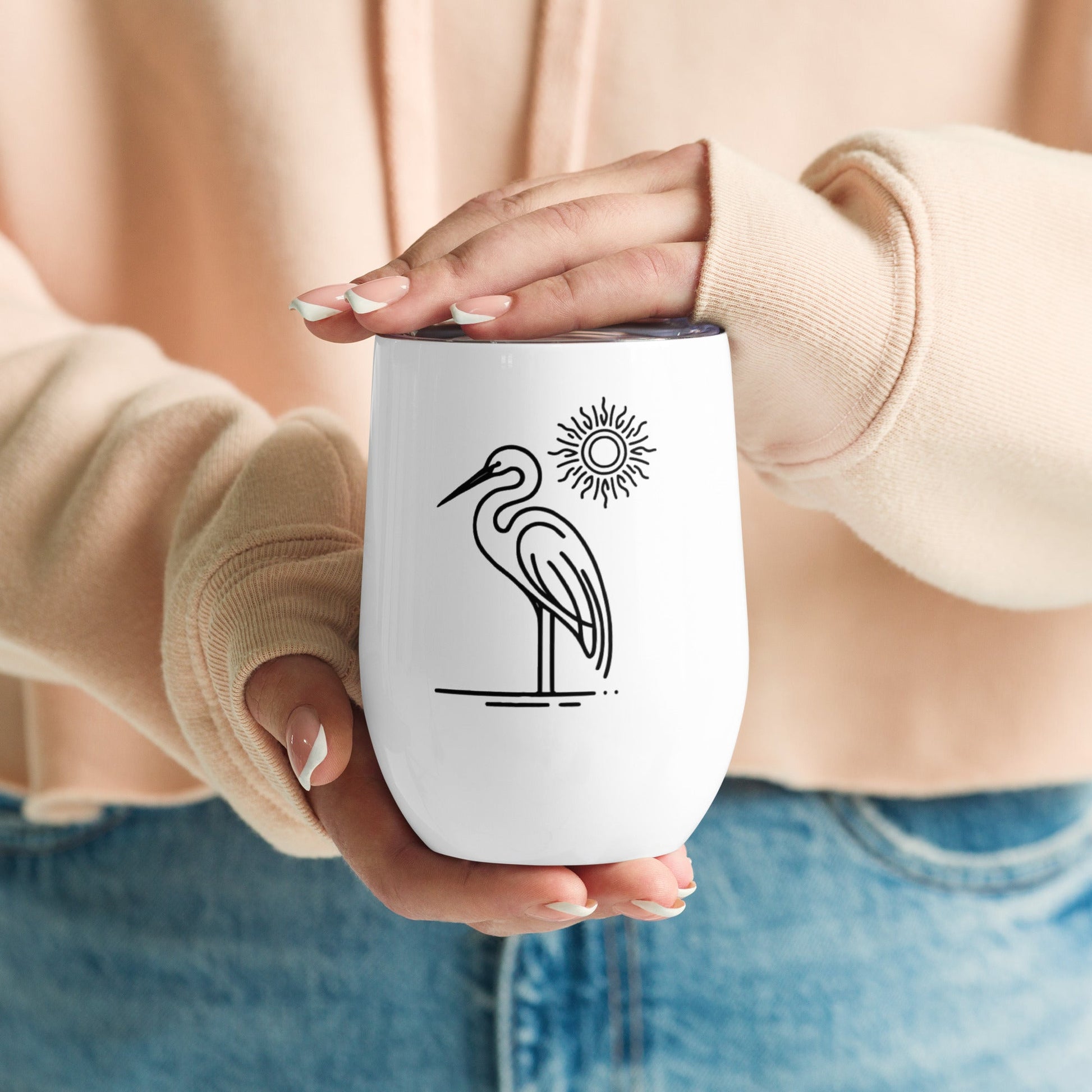Great Blue Heron II Stainless Steel Wine Tumbler - Steel Tumbler - Discovery Co.