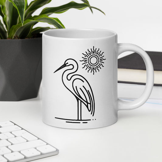 Great Blue Heron II White Glossy Mug (11 oz, 15 oz, 20 oz) - Mugs - Discovery Co.