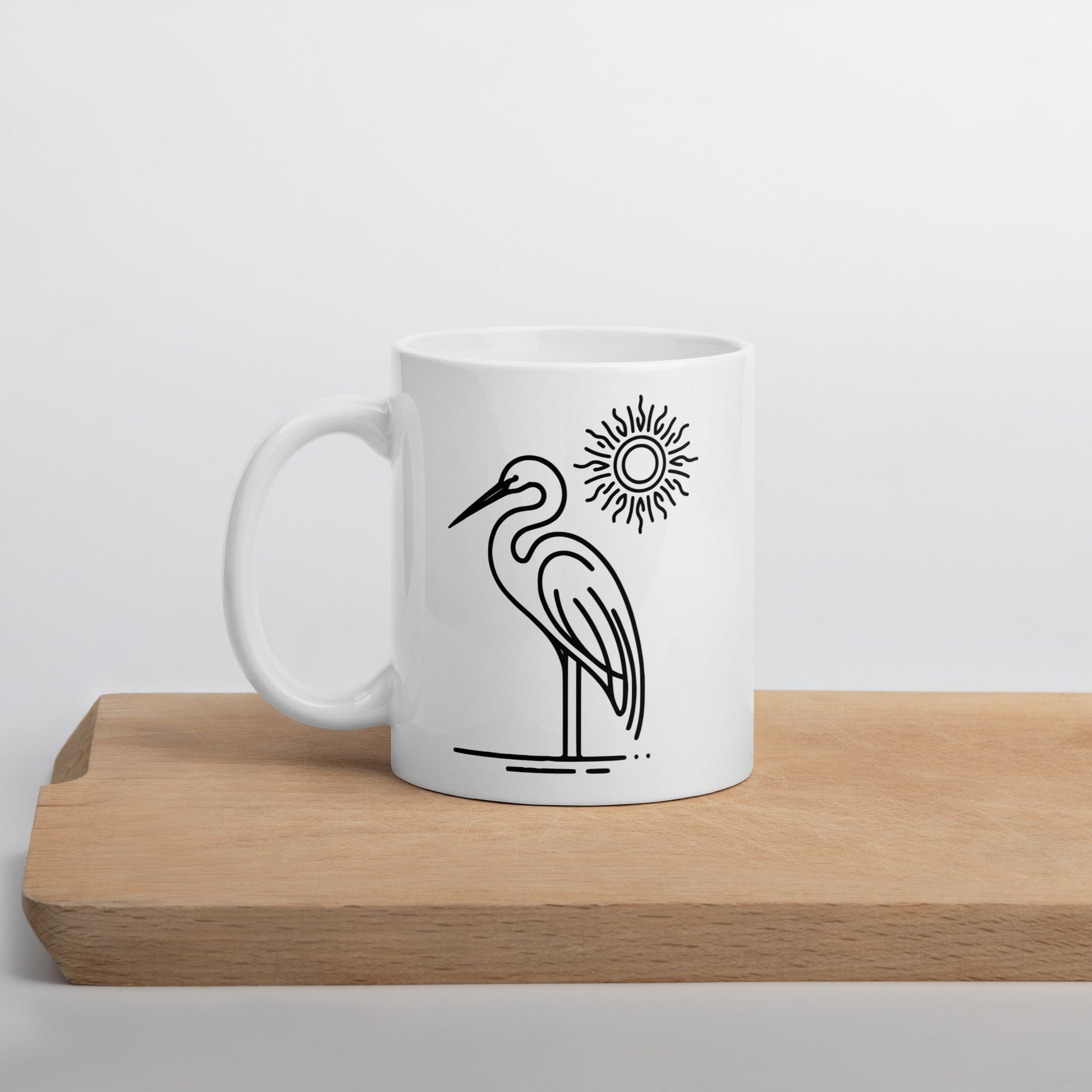 Great Blue Heron II White Glossy Mug (11 oz, 15 oz, 20 oz) - Mugs - Discovery Co.