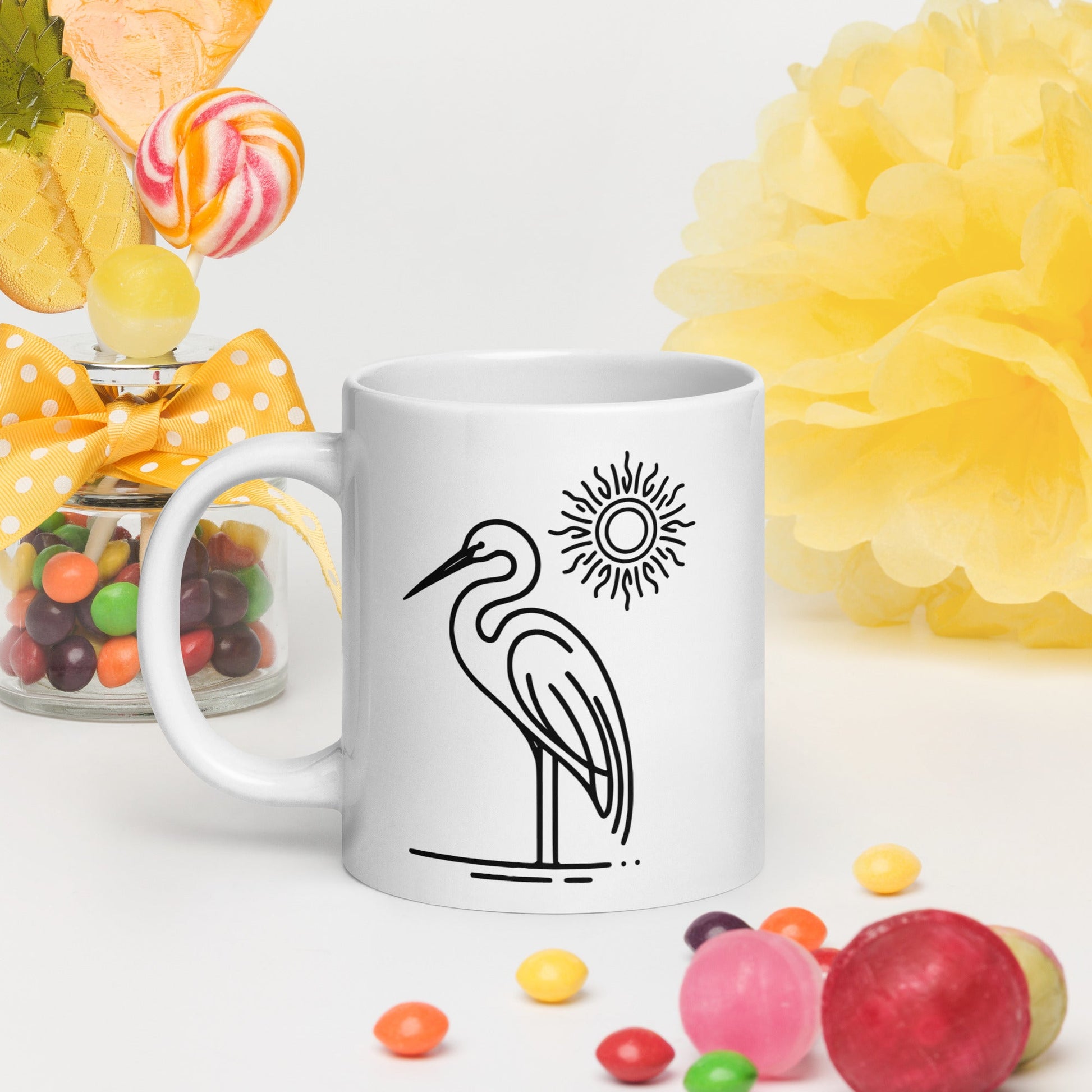 Great Blue Heron II White Glossy Mug (11 oz, 15 oz, 20 oz) - Mugs - Discovery Co.
