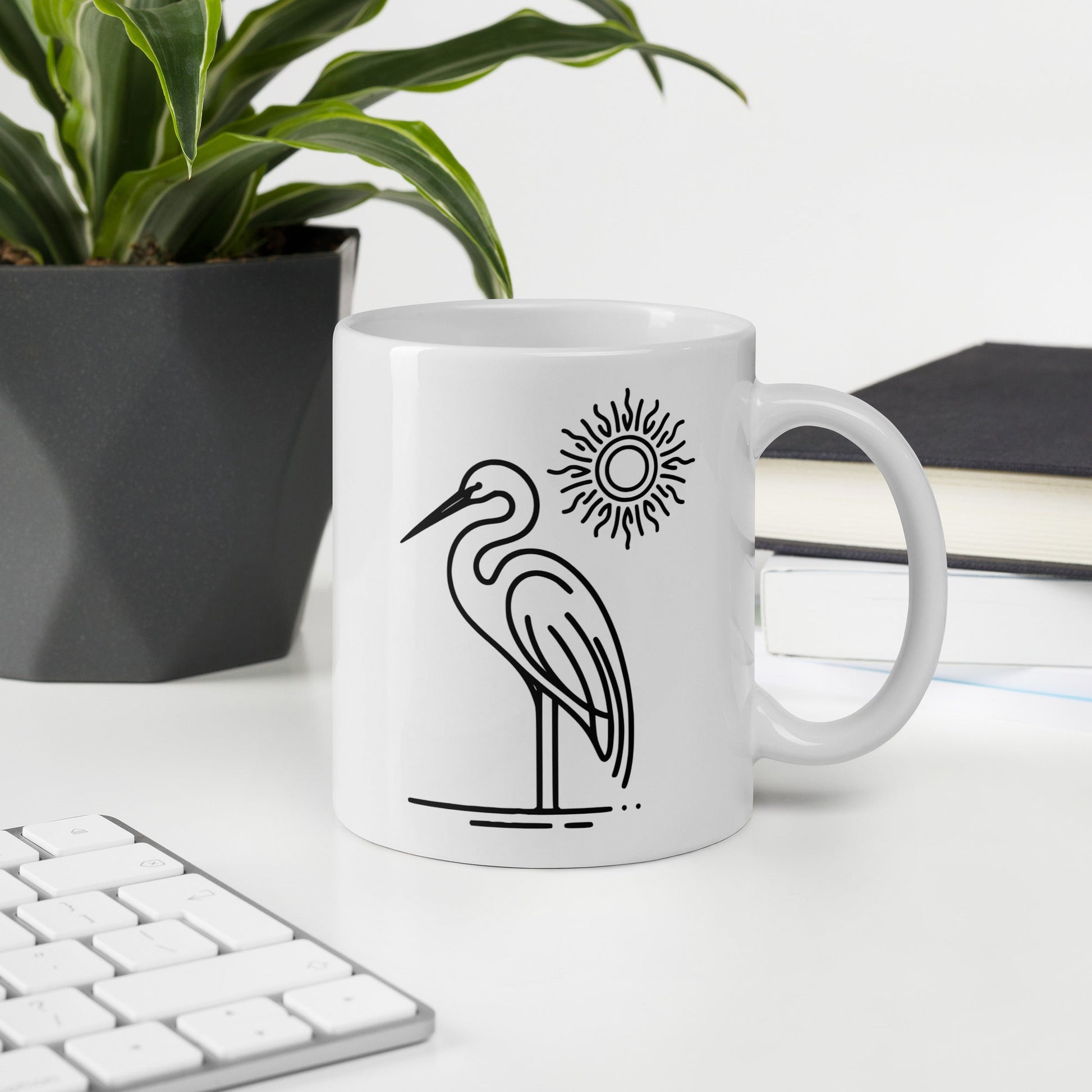 Great Blue Heron II White Glossy Mug (11 oz, 15 oz, 20 oz) - Mugs - Discovery Co.