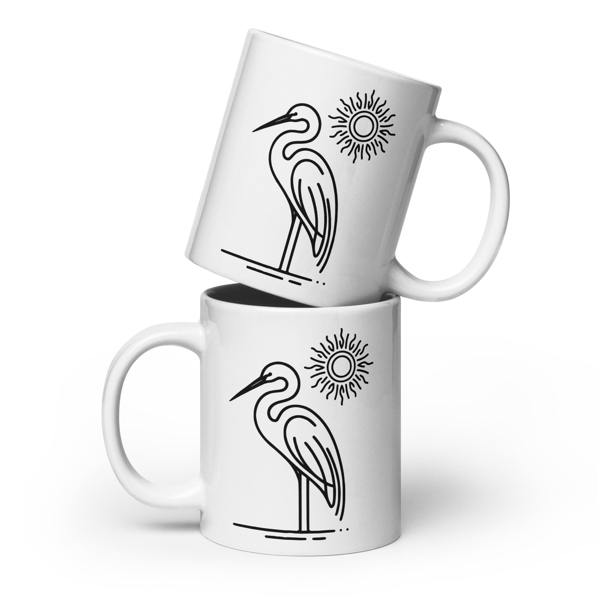 Great Blue Heron II White Glossy Mug (11 oz, 15 oz, 20 oz) - Mugs - Discovery Co.