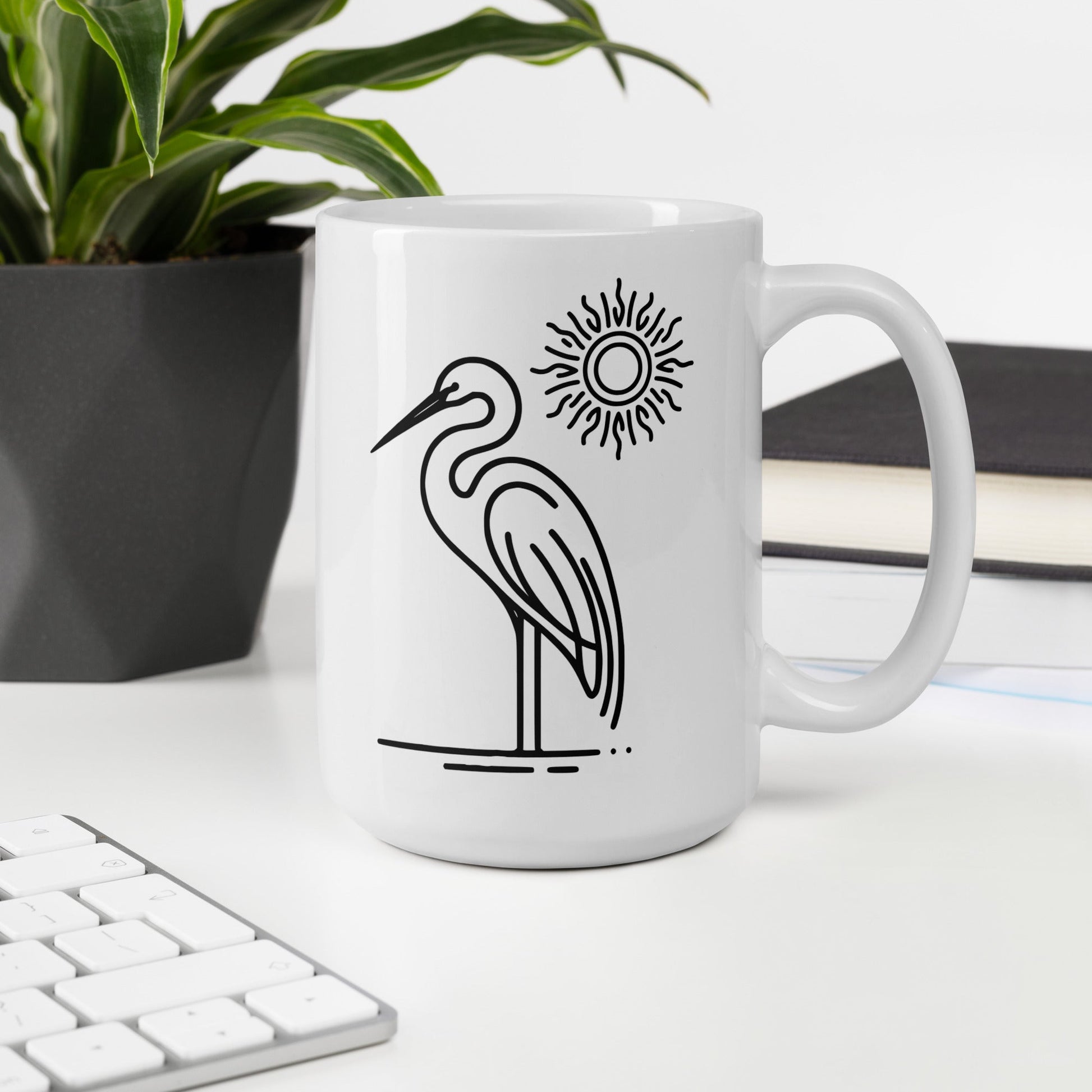Great Blue Heron II White Glossy Mug (11 oz, 15 oz, 20 oz) - Mugs - Discovery Co.