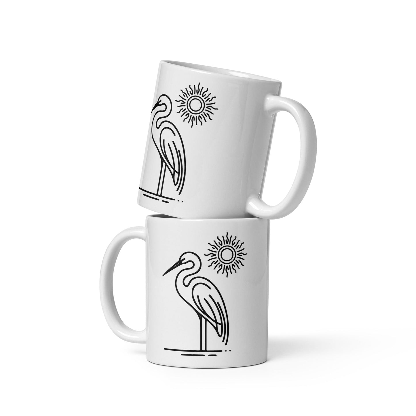 Great Blue Heron II White Glossy Mug (11 oz, 15 oz, 20 oz) - Mugs - Discovery Co.
