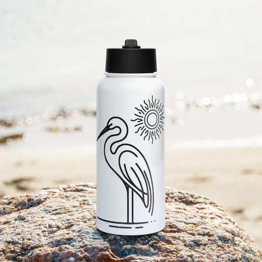 Great Blue Heron Stainless Steel Water Bottle With Straw Lid - Stainless Steel Water Bottle With Straw Lid - Discovery Co.