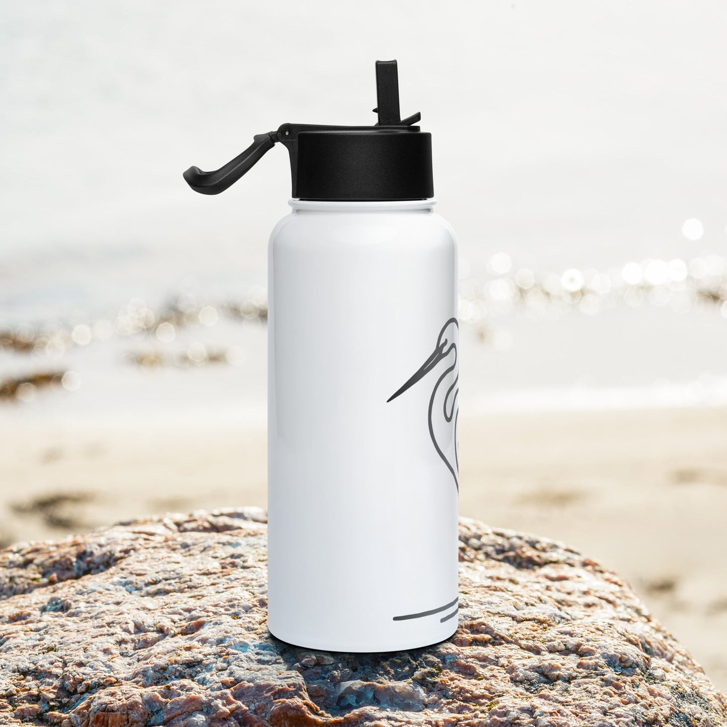 Great Blue Heron Stainless Steel Water Bottle With Straw Lid - Stainless Steel Water Bottle With Straw Lid - Discovery Co.
