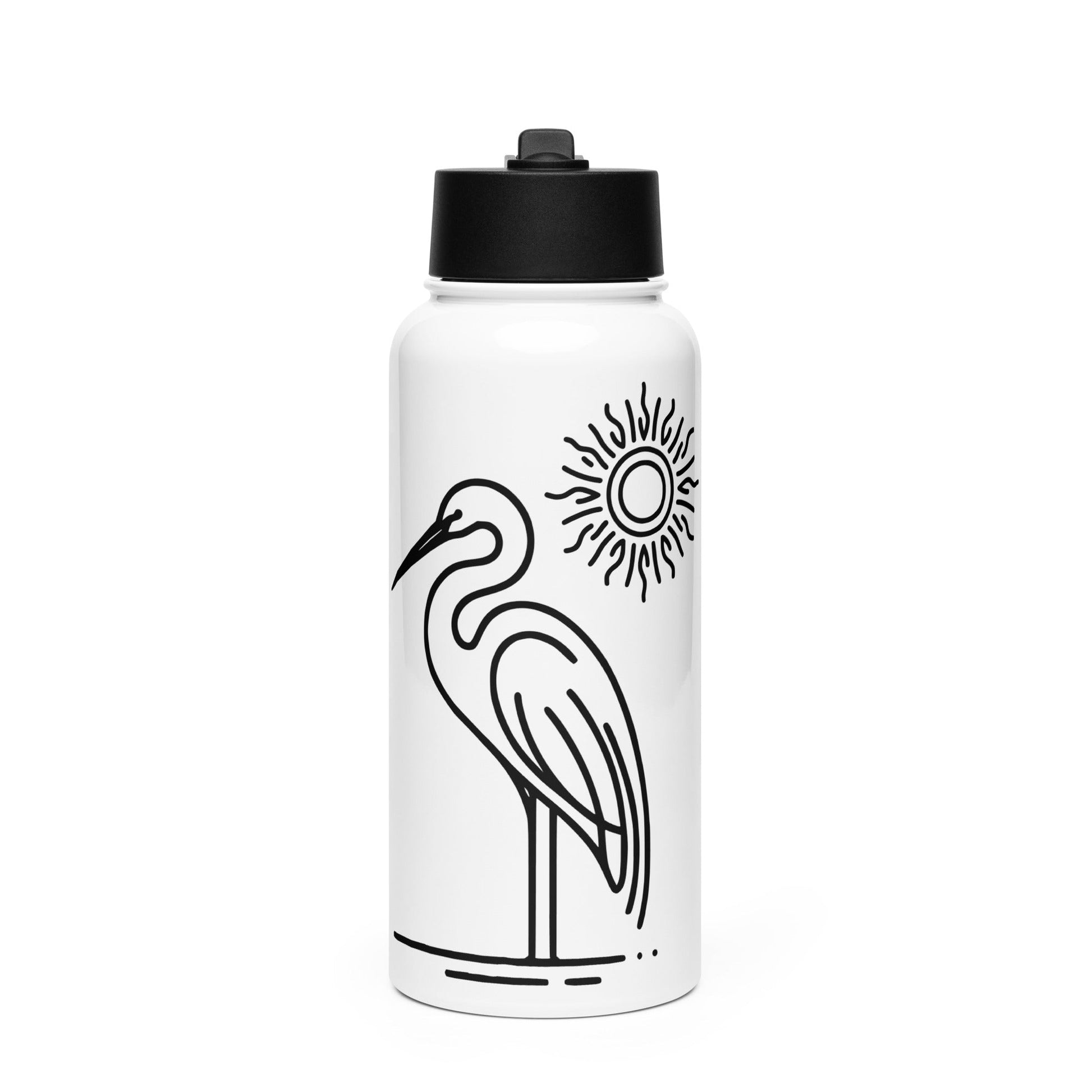 Great Blue Heron Stainless Steel Water Bottle With Straw Lid - Stainless Steel Water Bottle With Straw Lid - Discovery Co.