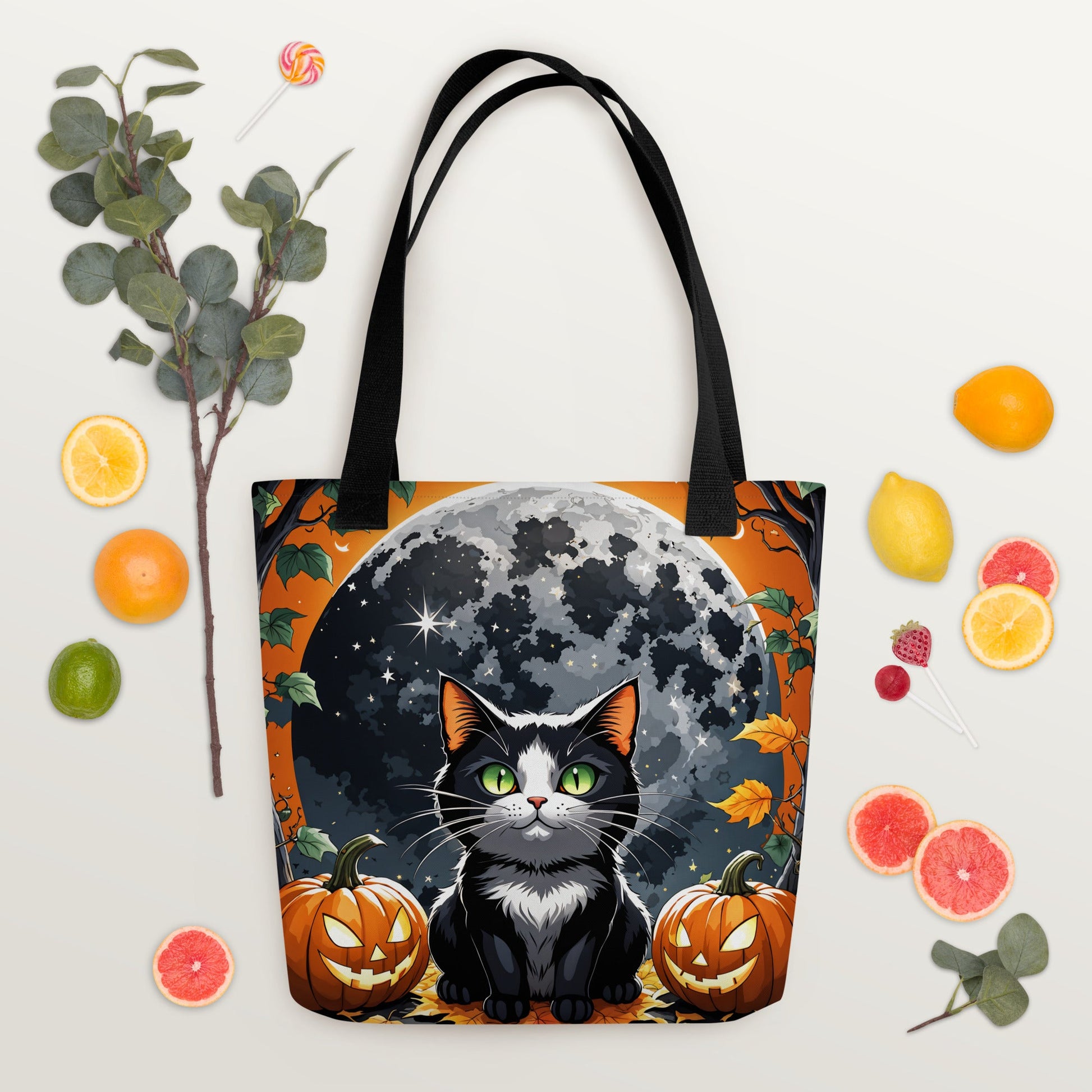 Halloween Cat and Moon II Tote Bag - Tote Bags - Discovery Co.