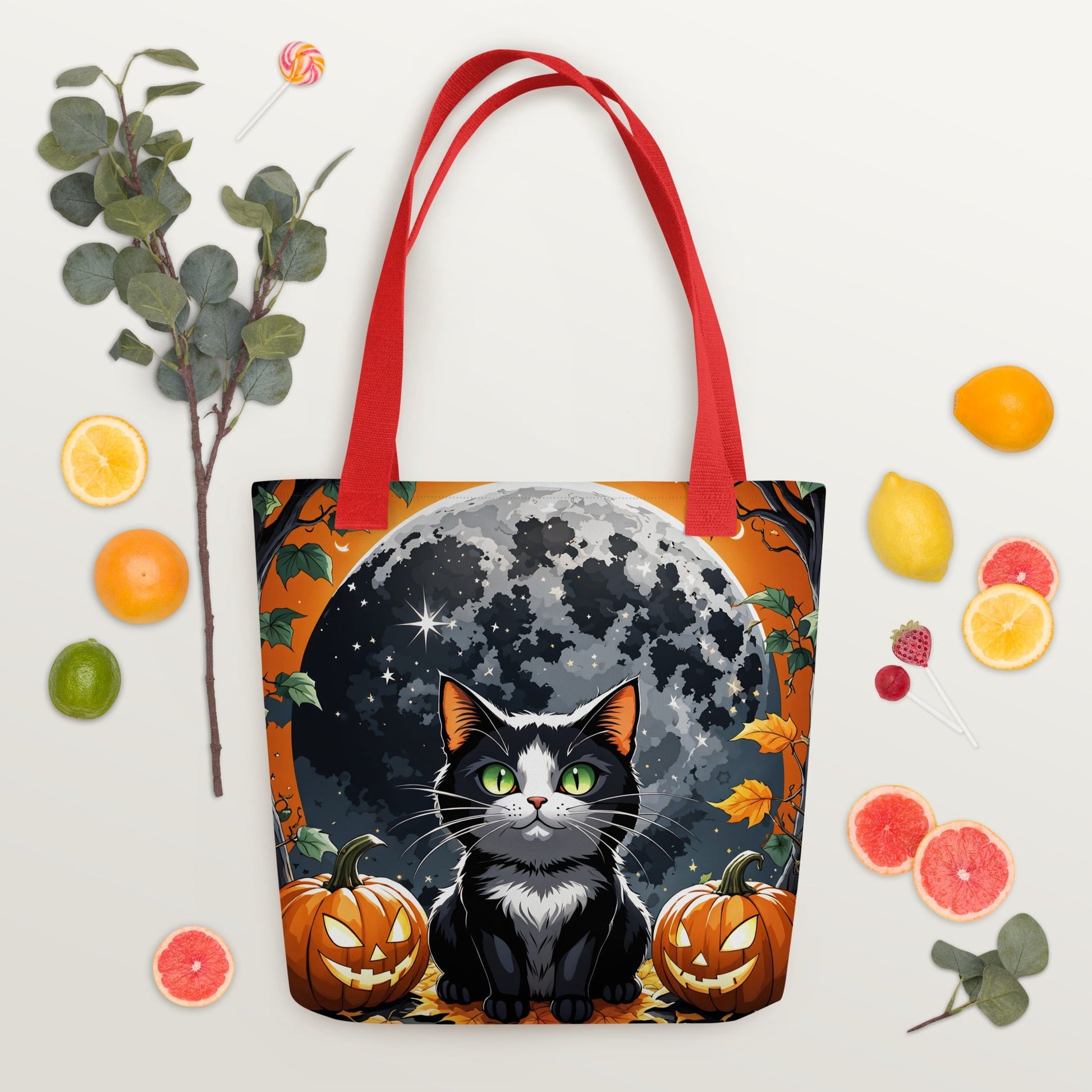 Halloween Cat and Moon II Tote Bag - Tote Bags - Discovery Co.