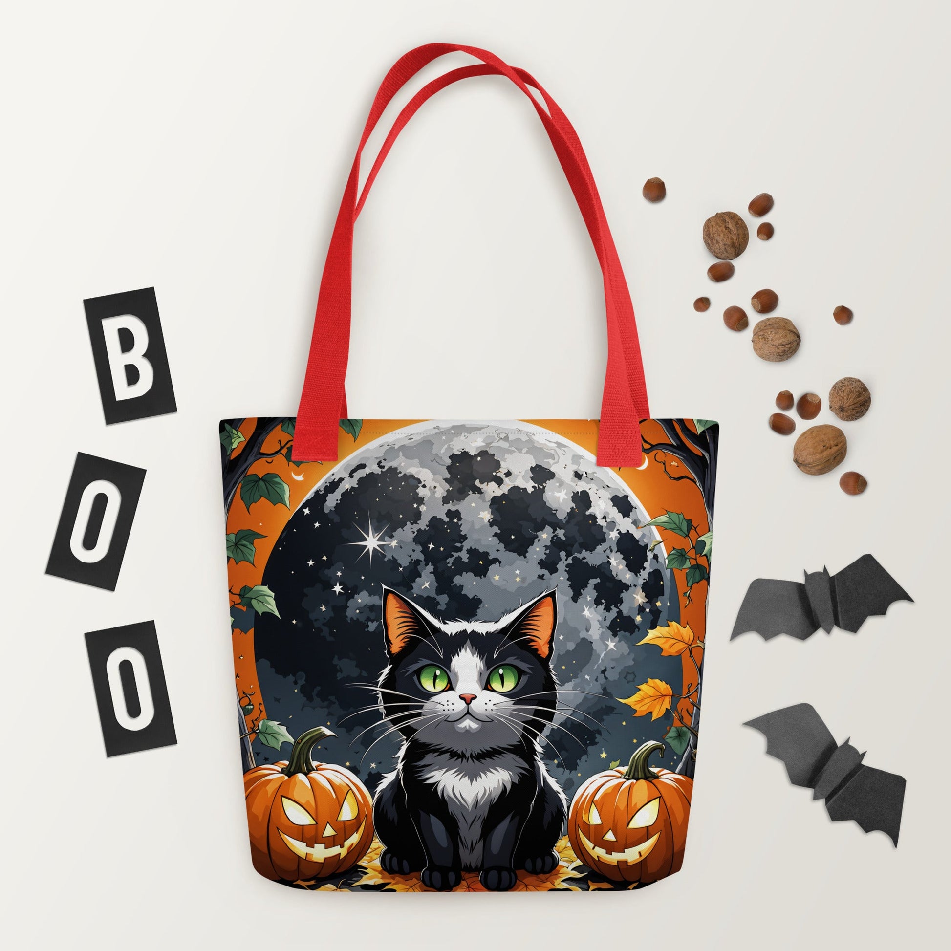 Halloween Cat and Moon II Tote Bag - Tote Bags - Discovery Co.