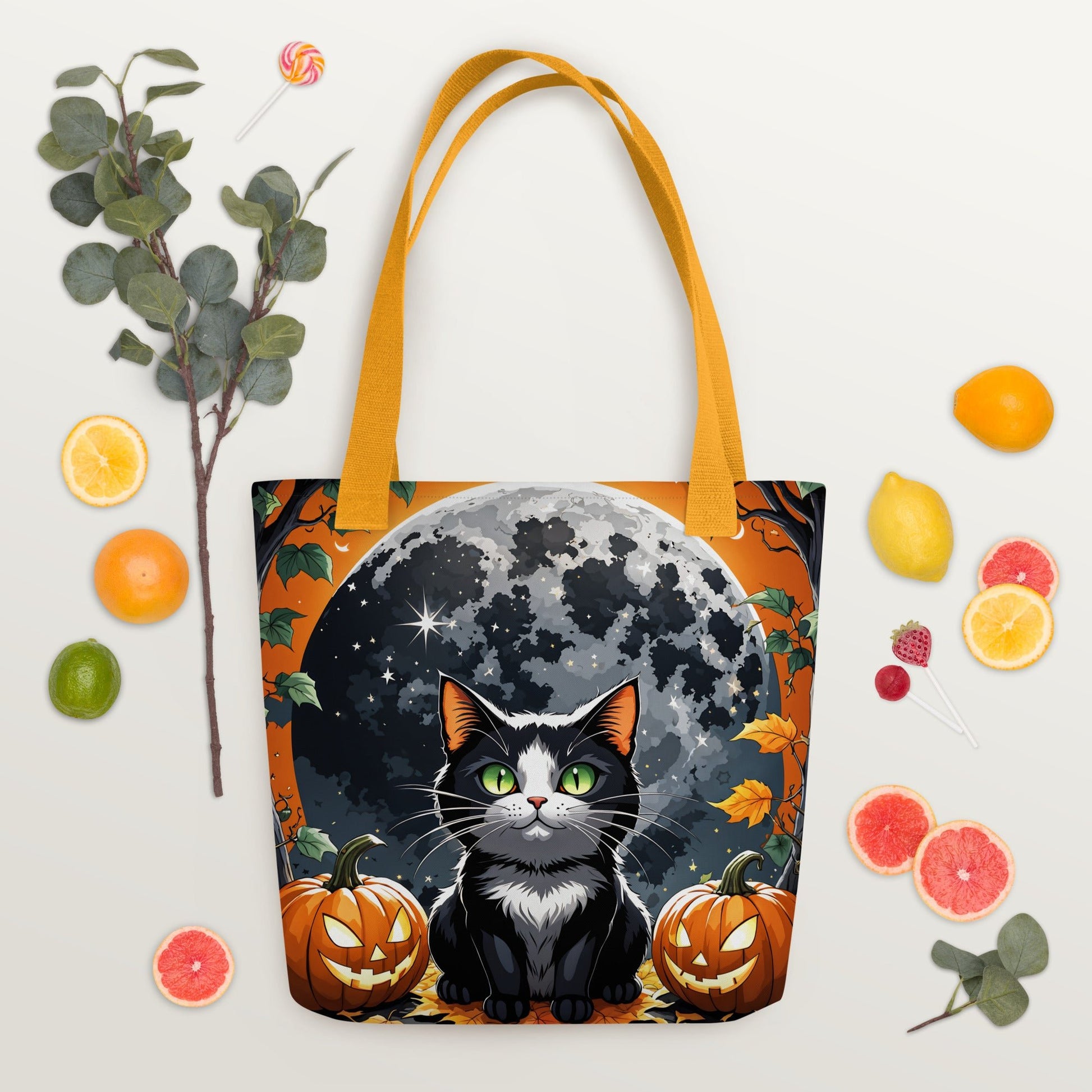 Halloween Cat and Moon II Tote Bag - Tote Bags - Discovery Co.