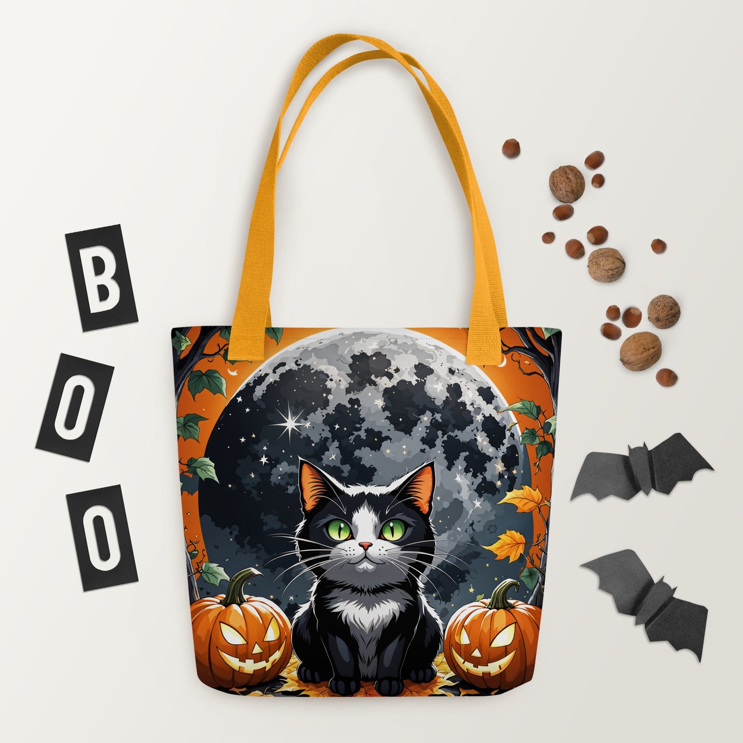 Halloween Cat and Moon II Tote Bag - Tote Bags - Discovery Co.