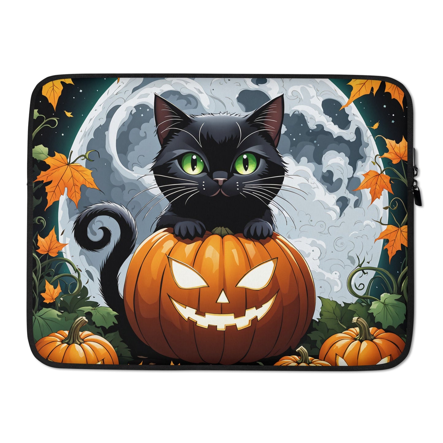 Halloween Cat And Moon Laptop Sleeve - Laptop Cases - Discovery Co.