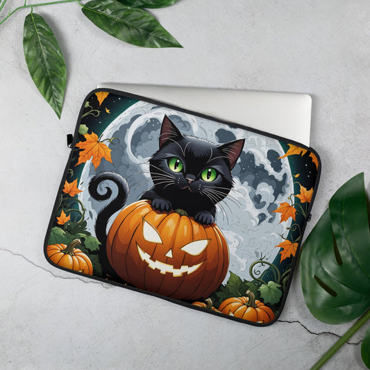 Halloween Cat And Moon Laptop Sleeve - Laptop Cases - Discovery Co.
