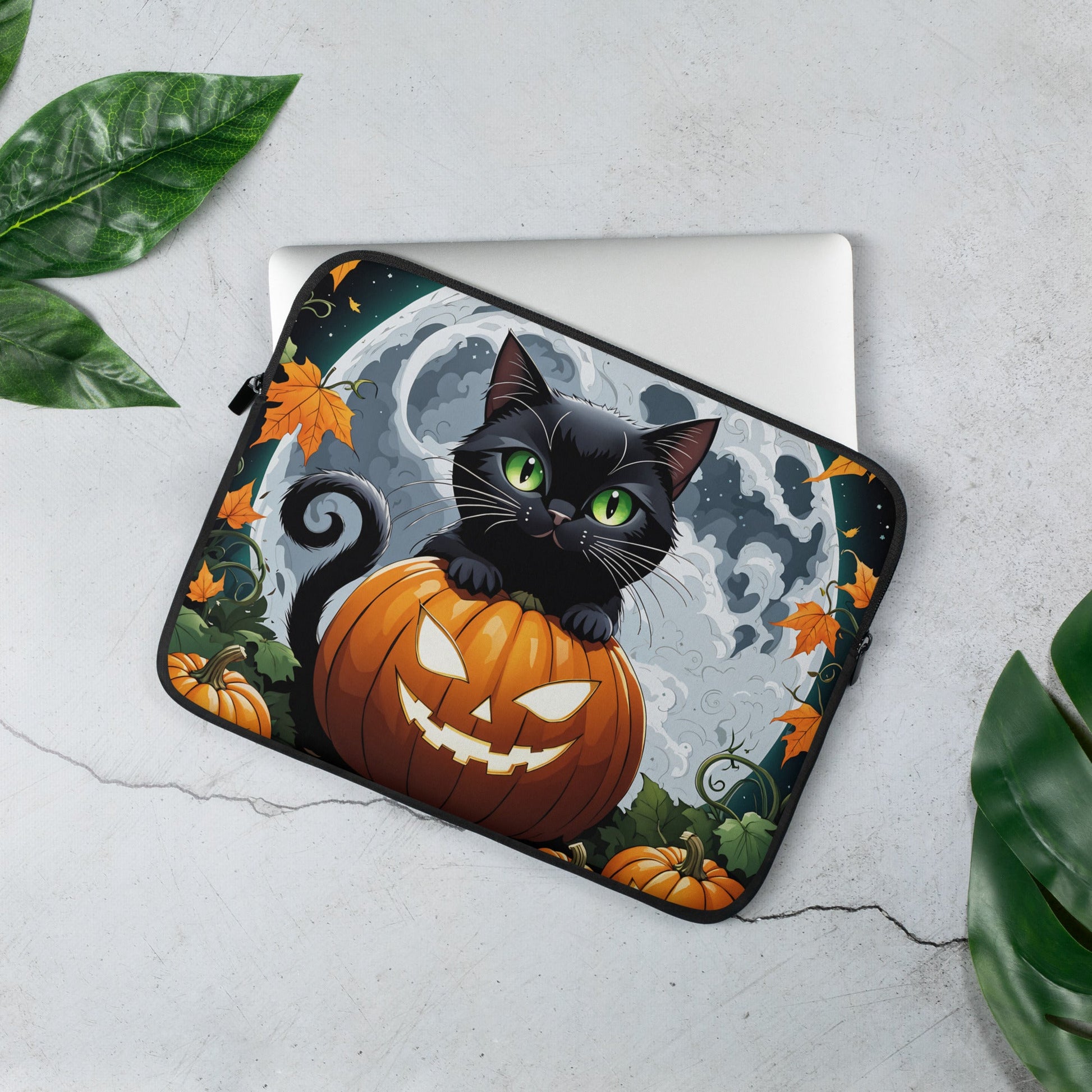 Halloween Cat And Moon Laptop Sleeve - Laptop Cases - Discovery Co.