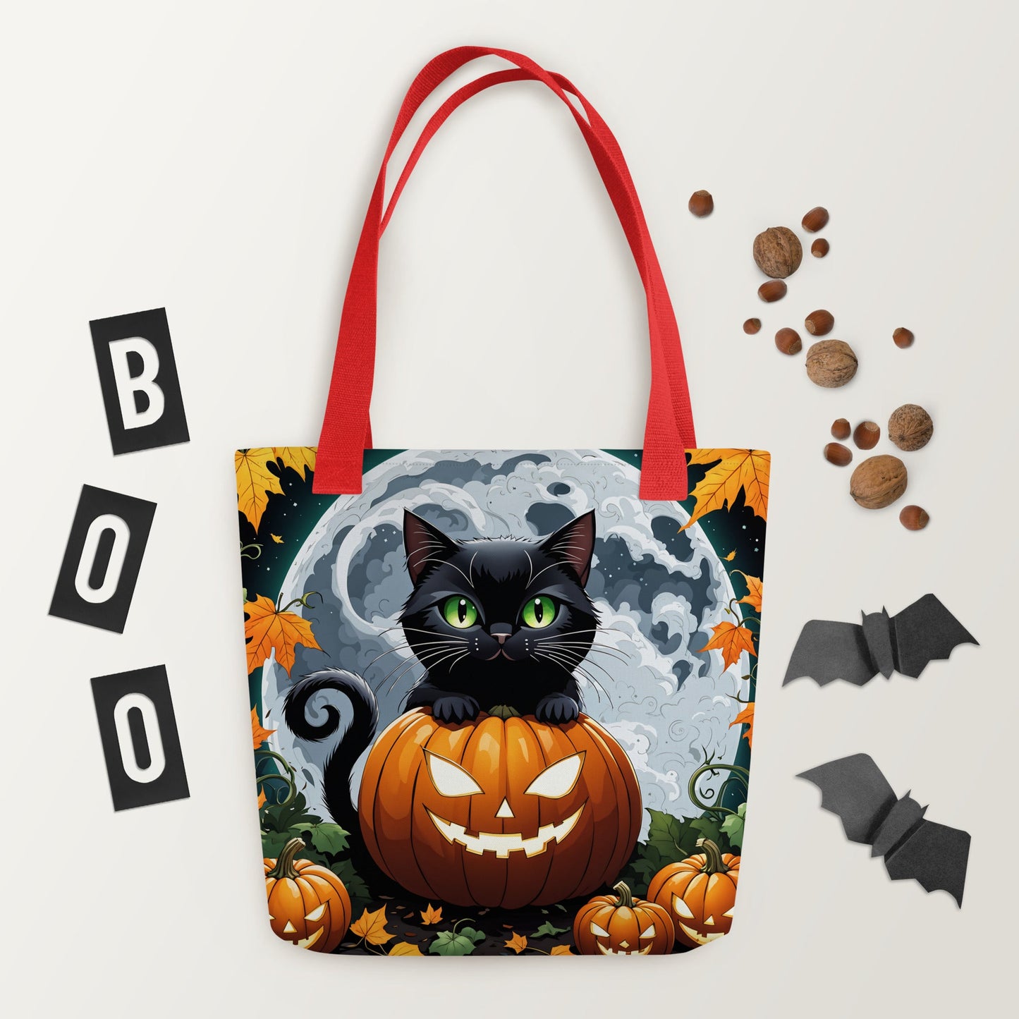 Halloween Cat and Moon Tote Bag - Tote Bags - Discovery Co.