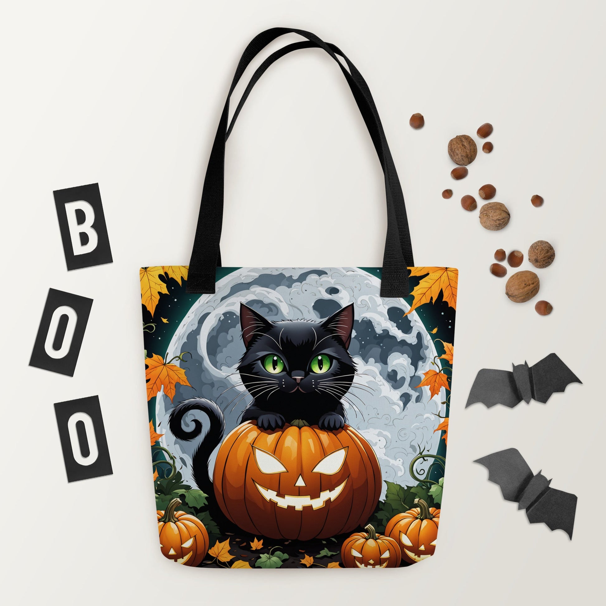 Halloween Cat and Moon Tote Bag - Tote Bags - Discovery Co.