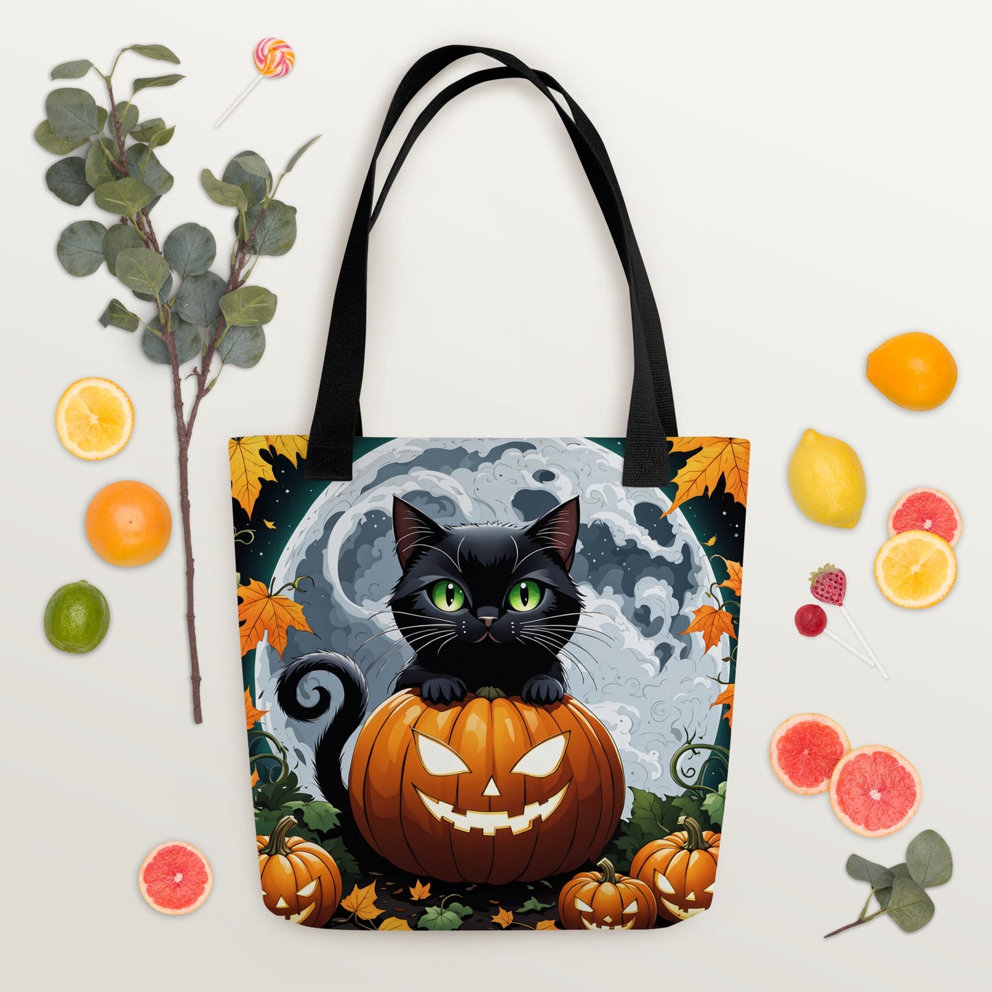 Halloween Cat and Moon Tote Bag - Tote Bags - Discovery Co.