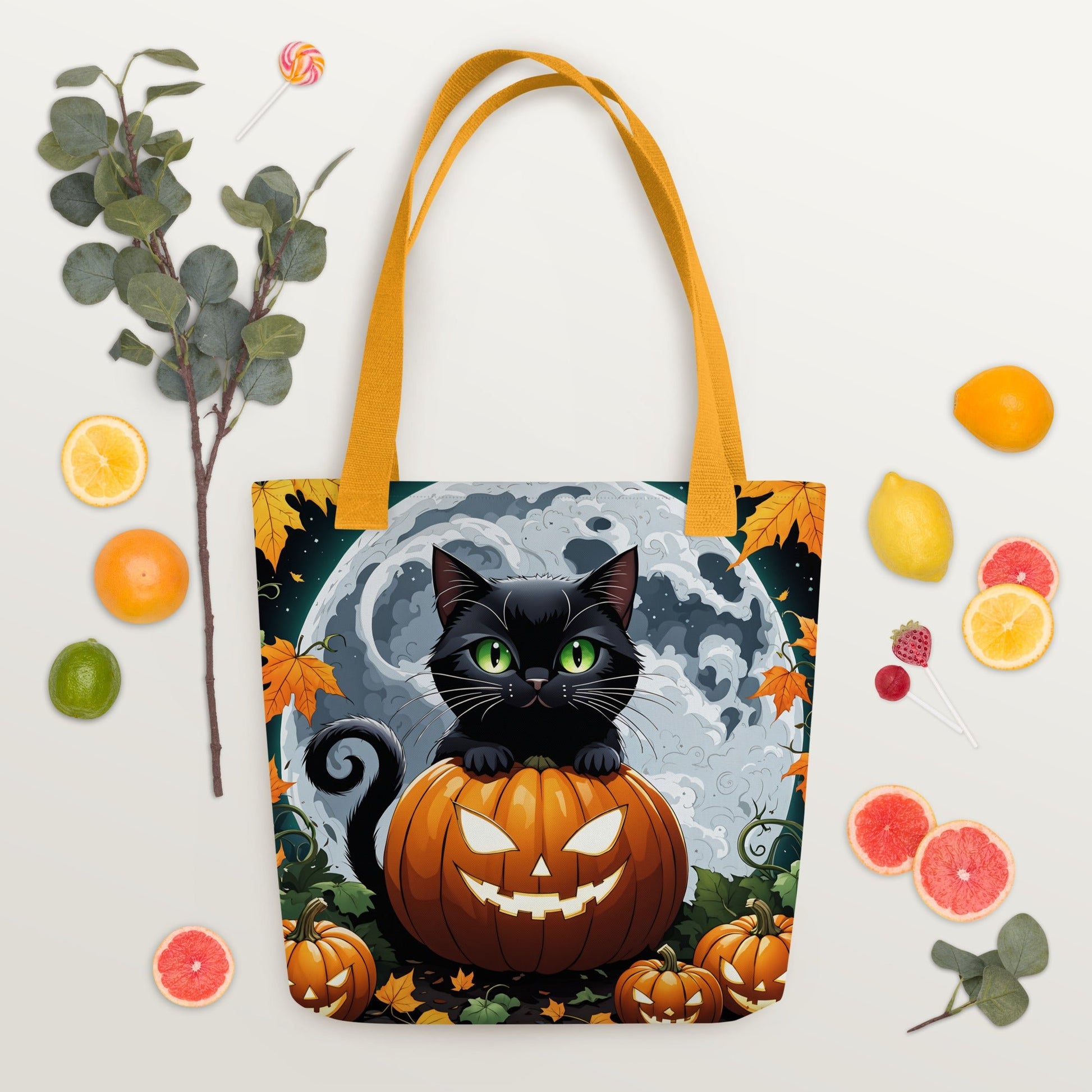 Halloween Cat and Moon Tote Bag - Tote Bags - Discovery Co.