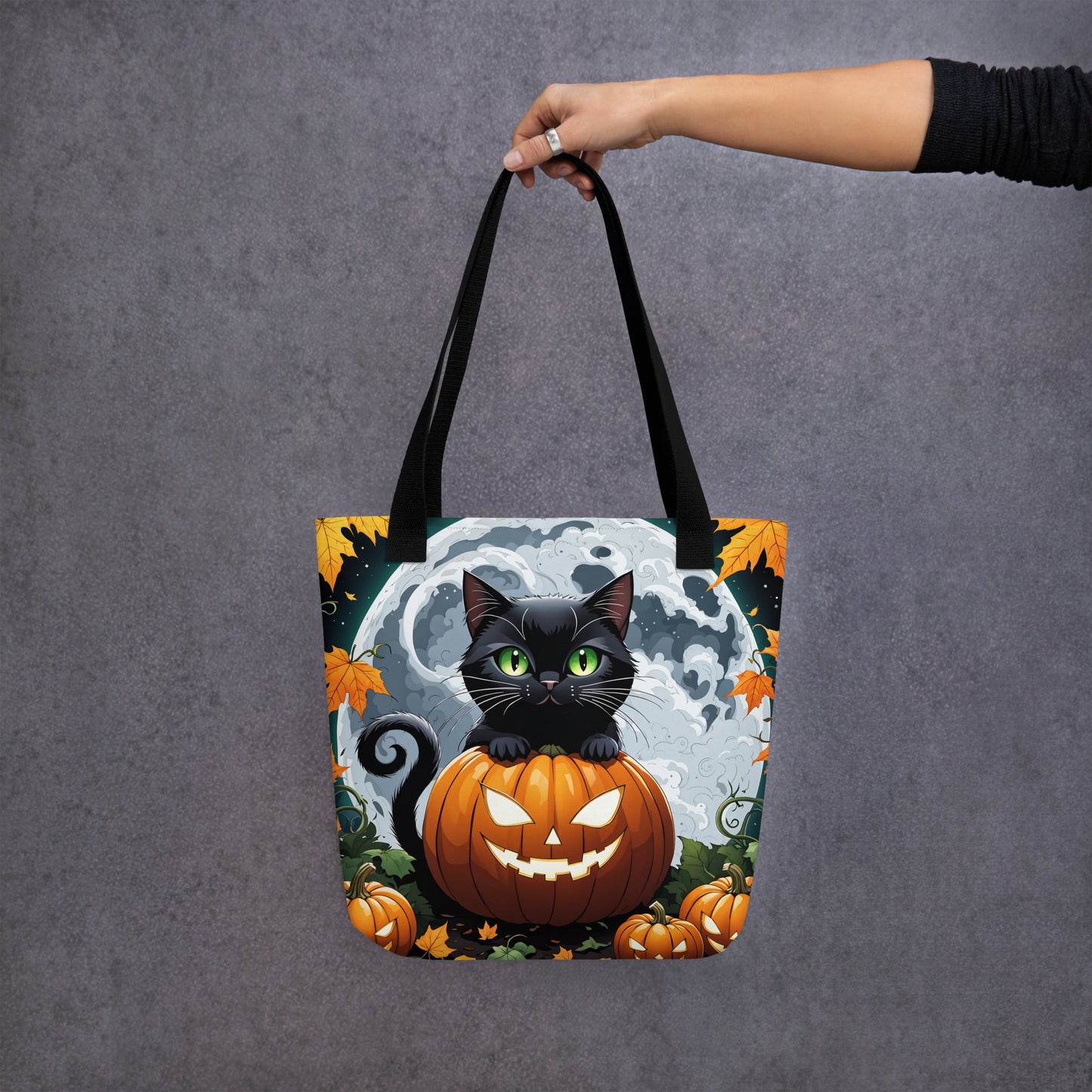 Halloween Cat and Moon Tote Bag - Tote Bags - Discovery Co.