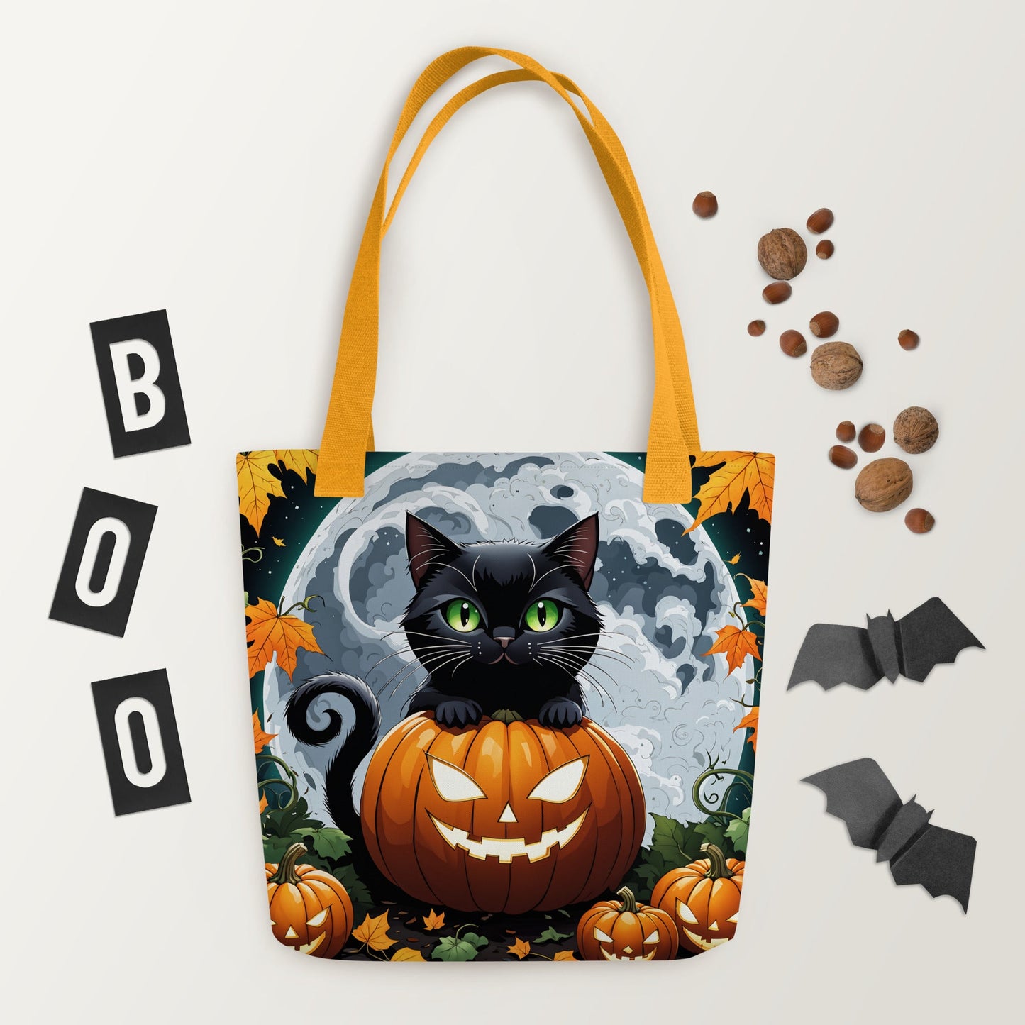 Halloween Cat and Moon Tote Bag - Tote Bags - Discovery Co.