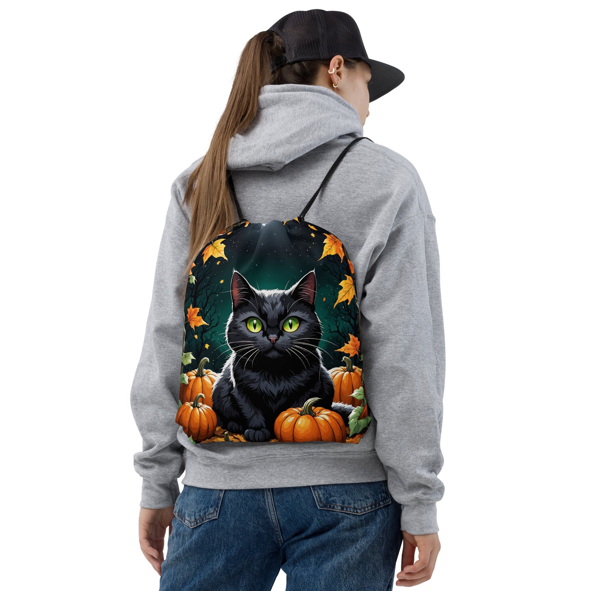 Halloween Cat Drawstring Bag - Drawstring Bag - Discovery Co.