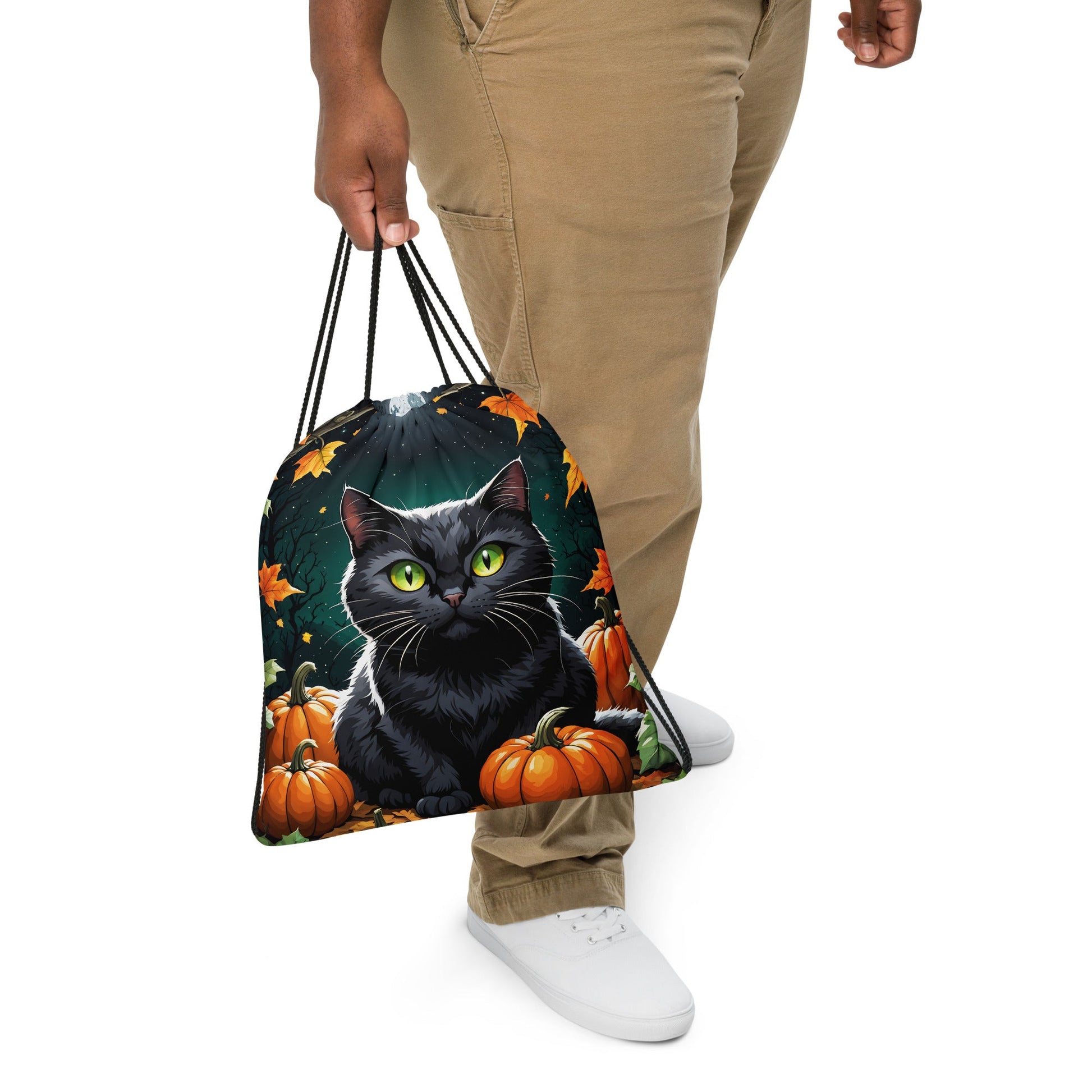 Halloween Cat Drawstring Bag - Drawstring Bag - Discovery Co.