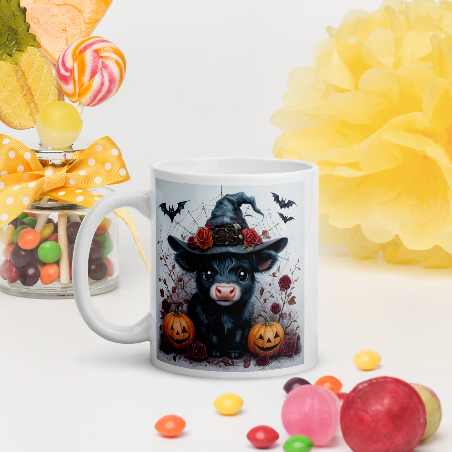 Halloween Cow White Glossy Mug (11 oz, 15 oz, 20 oz) - Mugs - Discovery Co.