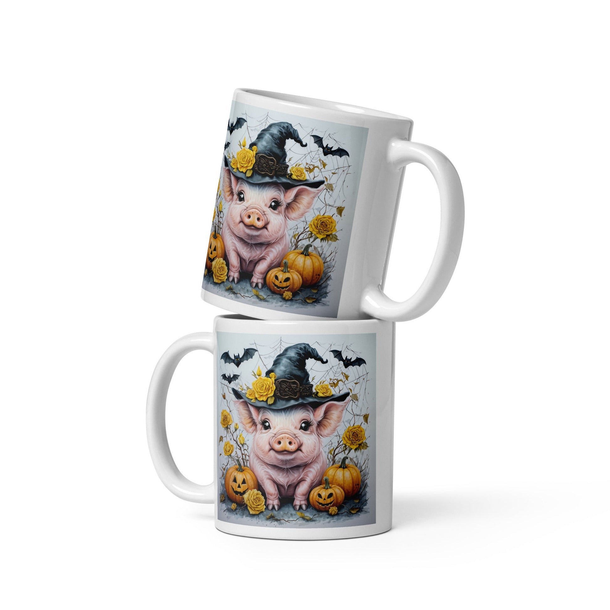 Halloween Pig White Glossy Mug (11 oz, 15 oz, 20 oz) - Mugs - Discovery Co.