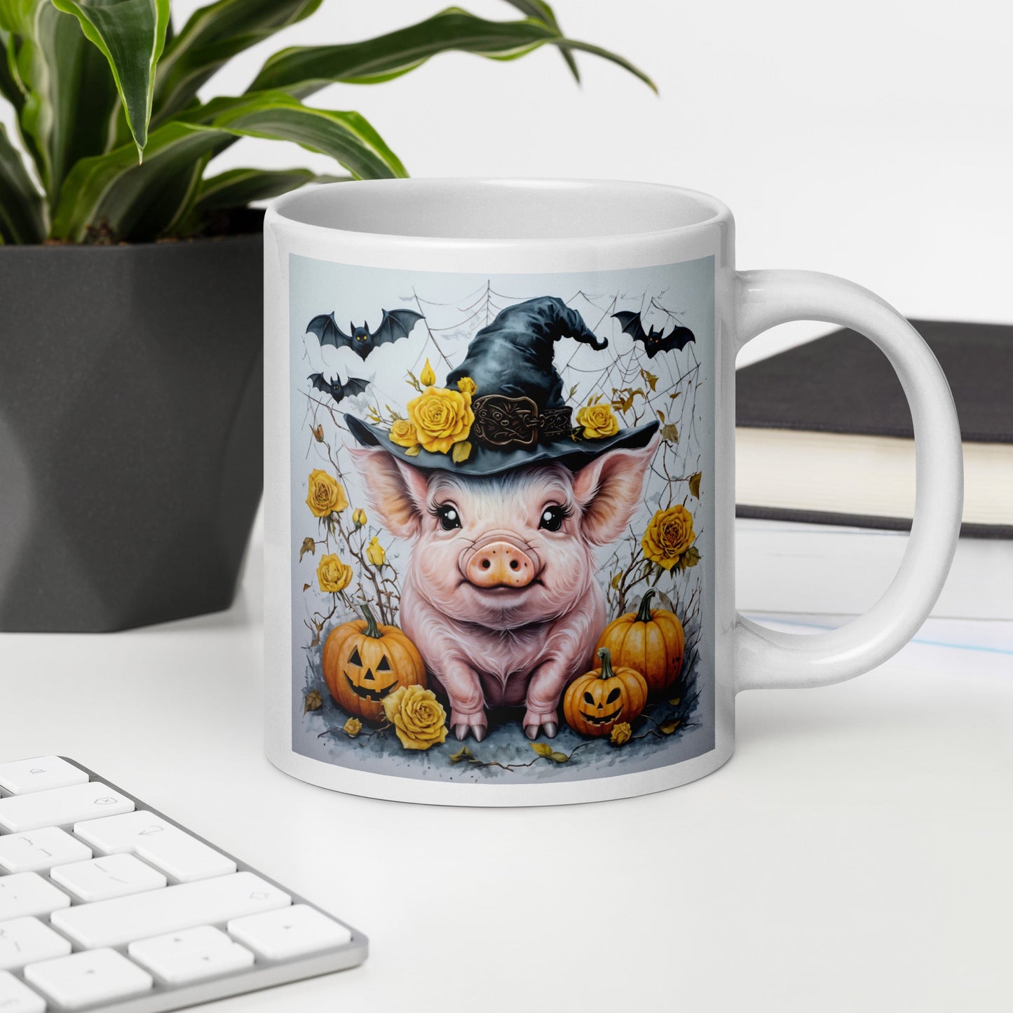 Halloween Pig White Glossy Mug (11 oz, 15 oz, 20 oz) - Mugs - Discovery Co.
