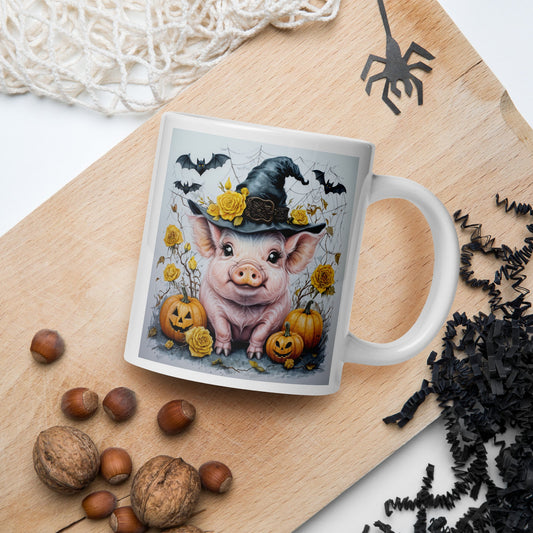 Halloween Pig White Glossy Mug (11 oz, 15 oz, 20 oz) - Mugs - Discovery Co.