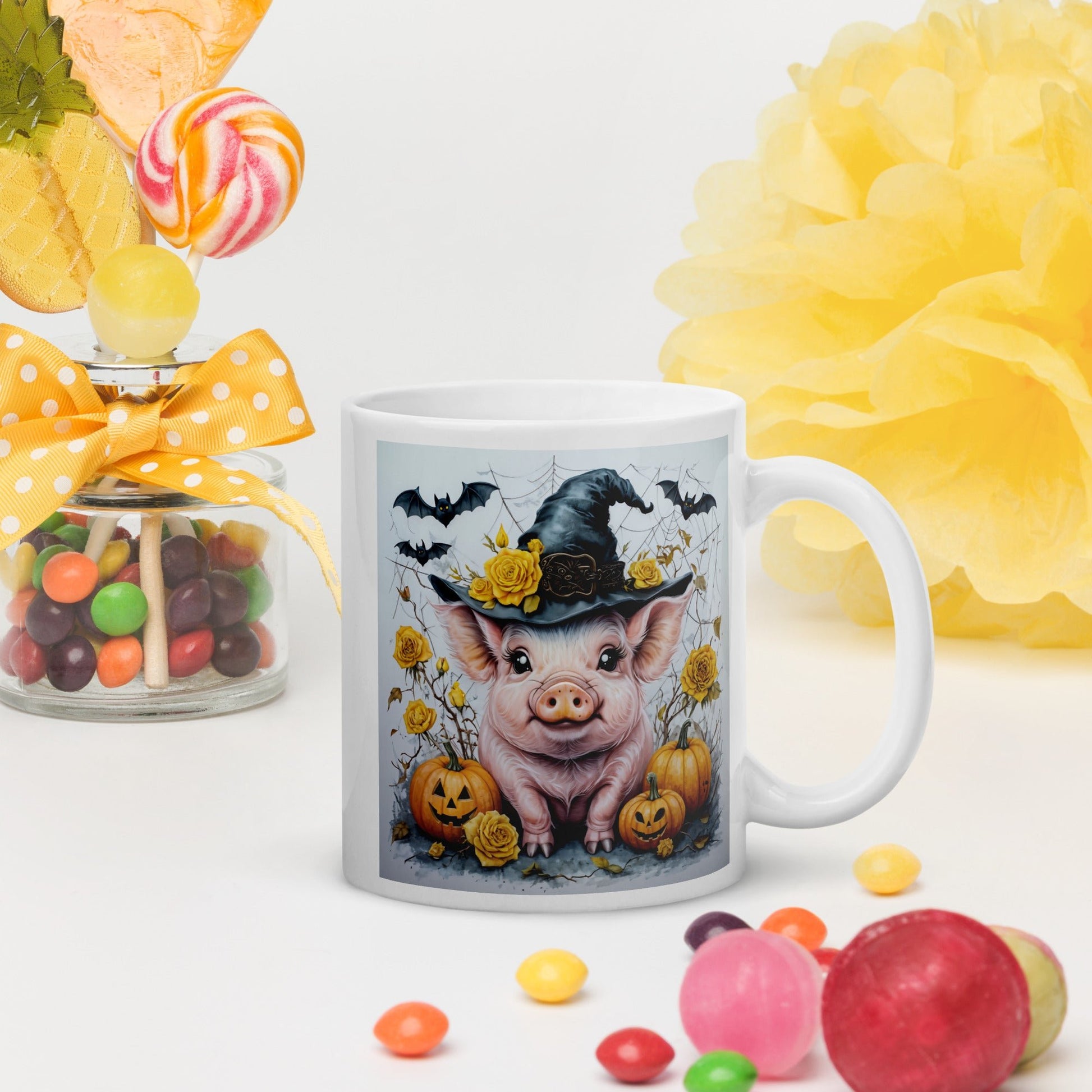 Halloween Pig White Glossy Mug (11 oz, 15 oz, 20 oz) - Mugs - Discovery Co.