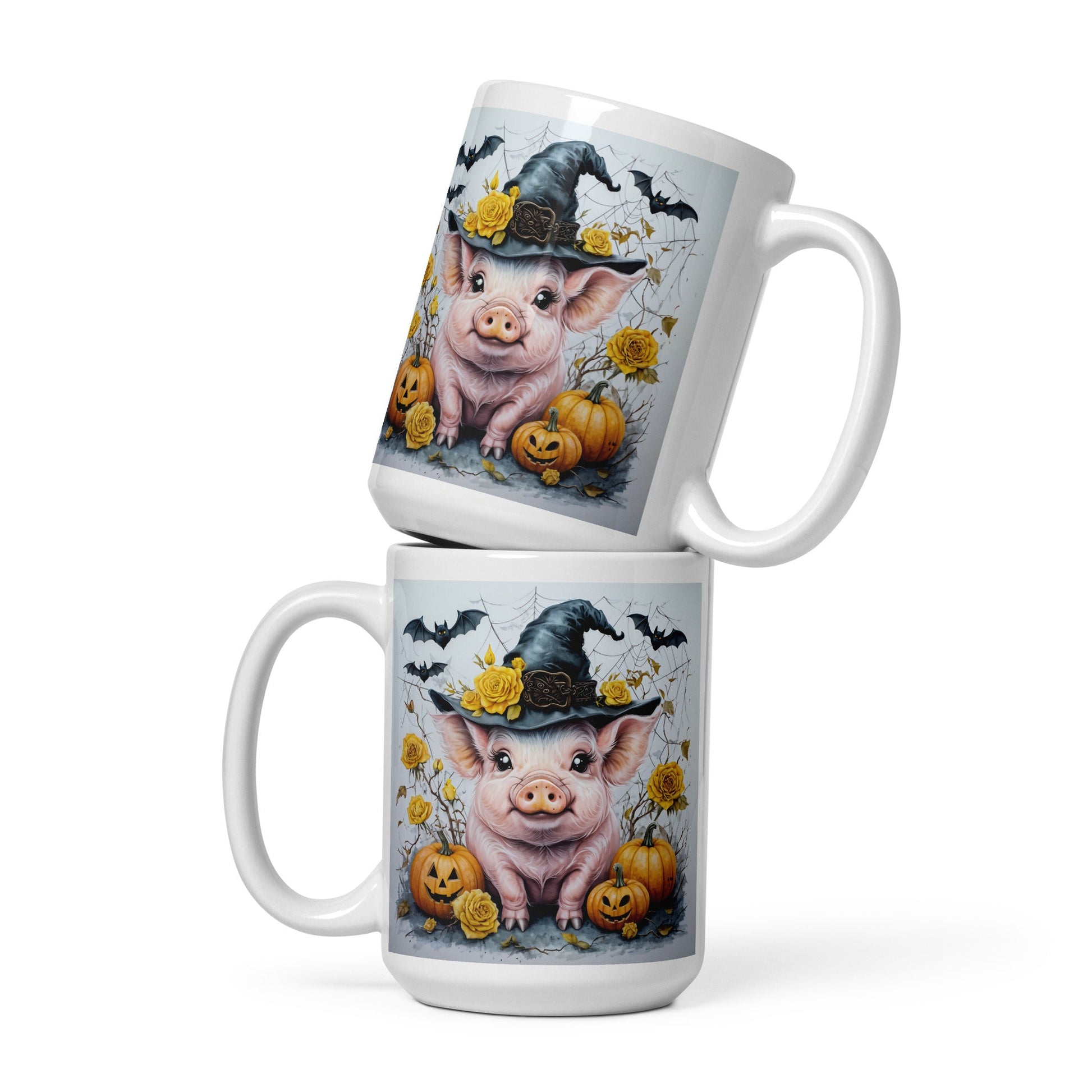 Halloween Pig White Glossy Mug (11 oz, 15 oz, 20 oz) - Mugs - Discovery Co.